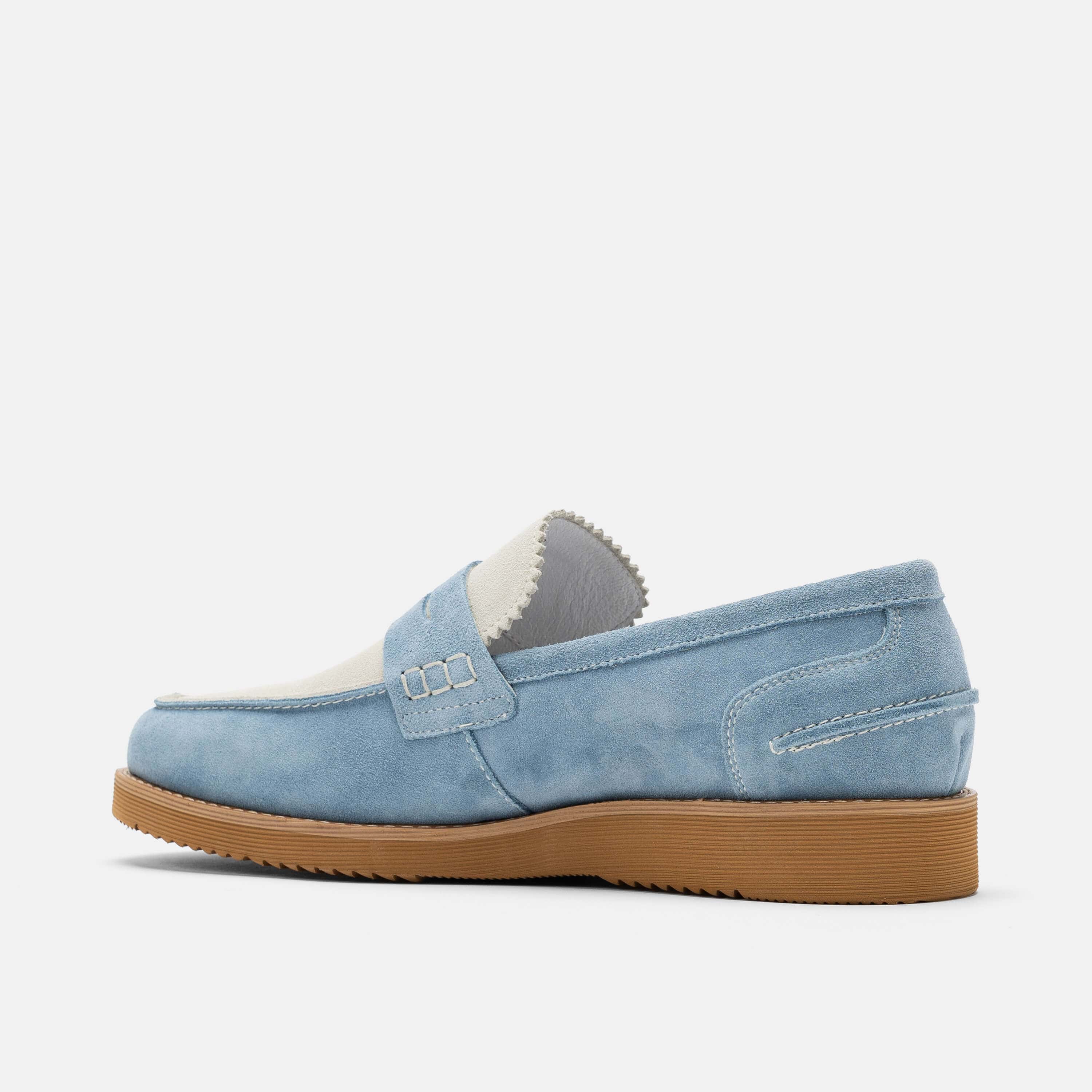 Abe Baby Blue Suede Penny Loafers - Image 4