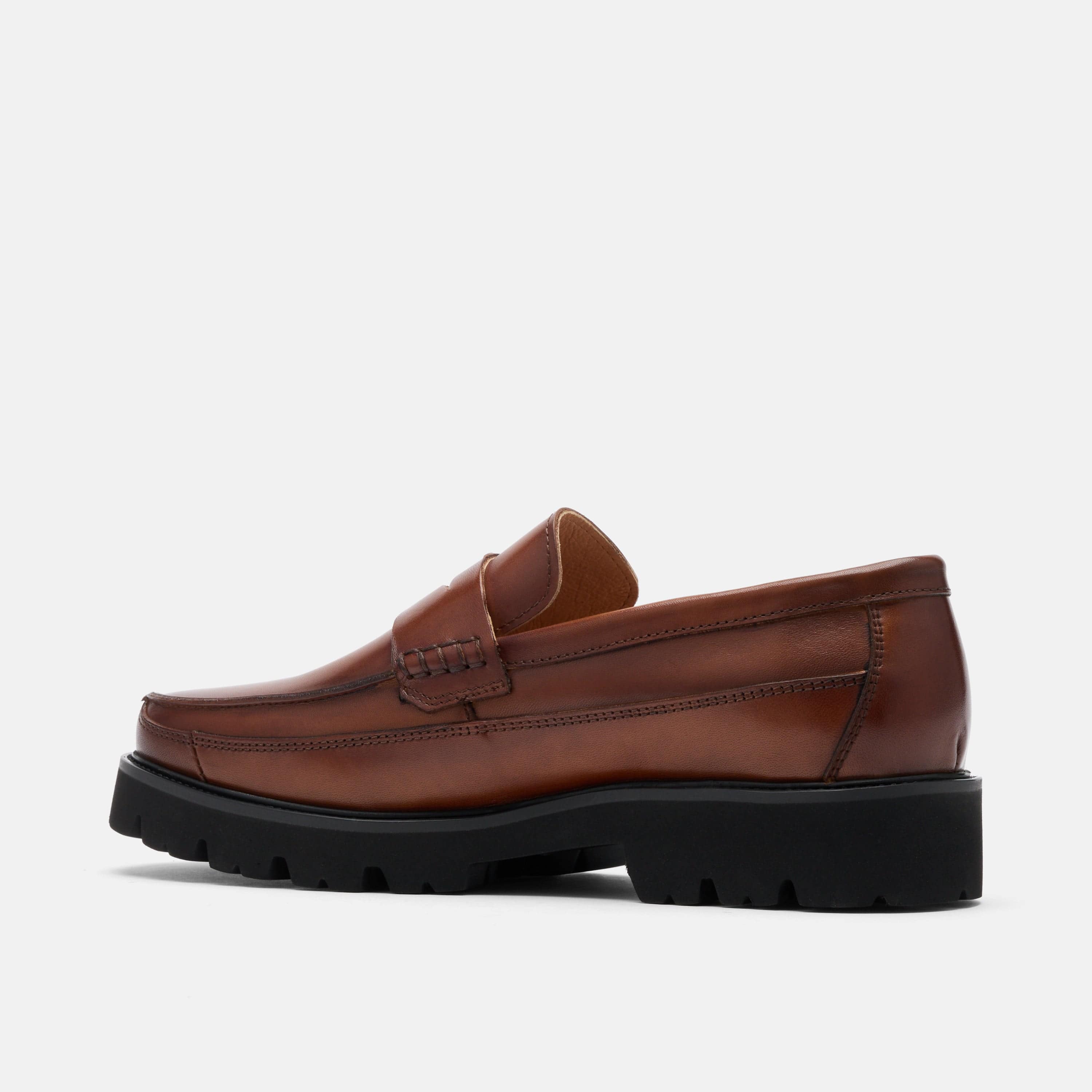 Adler Mahogany Leather Lug Penny Loafers - Image 4