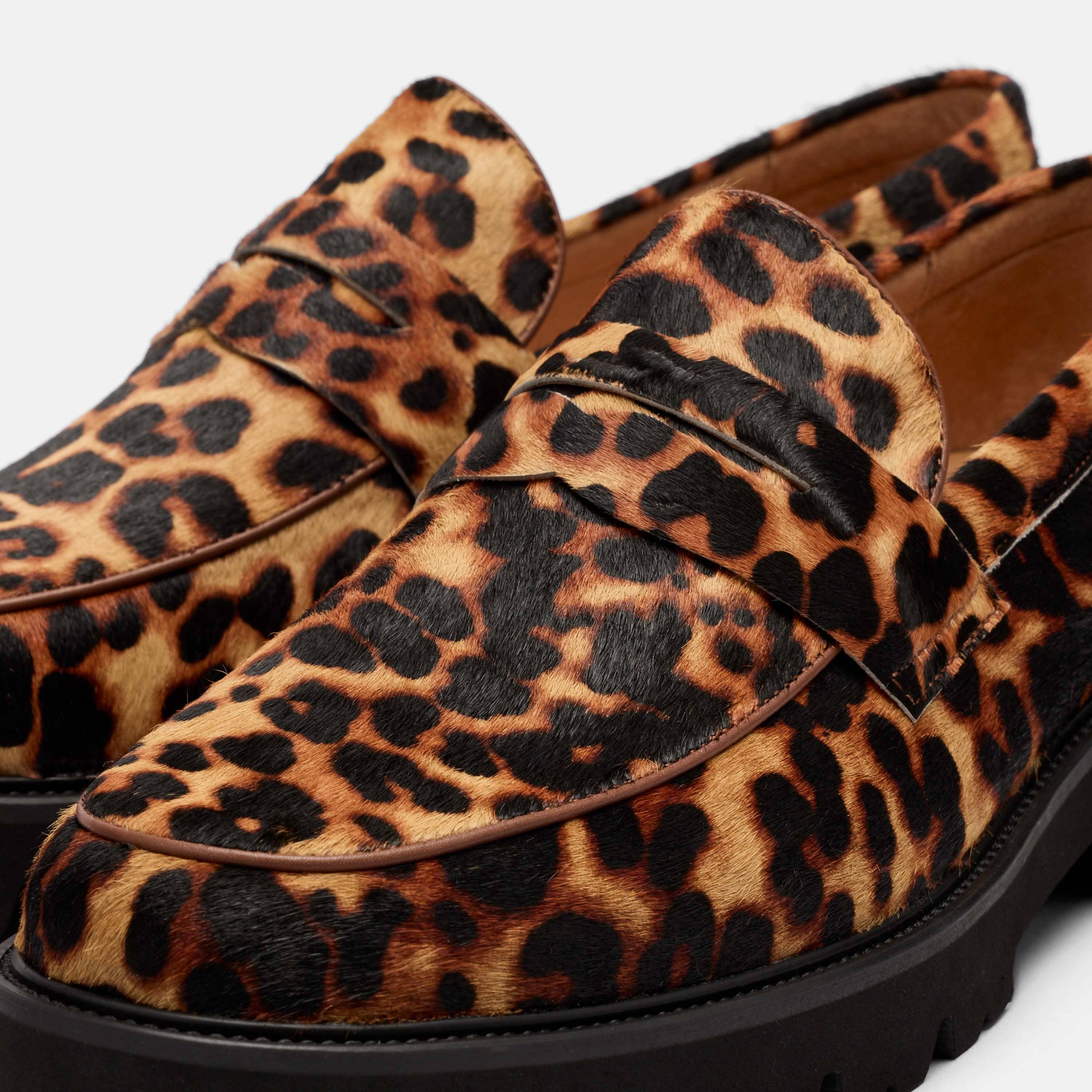Adler Leopard Suede Lug Penny Loafers - Image 3