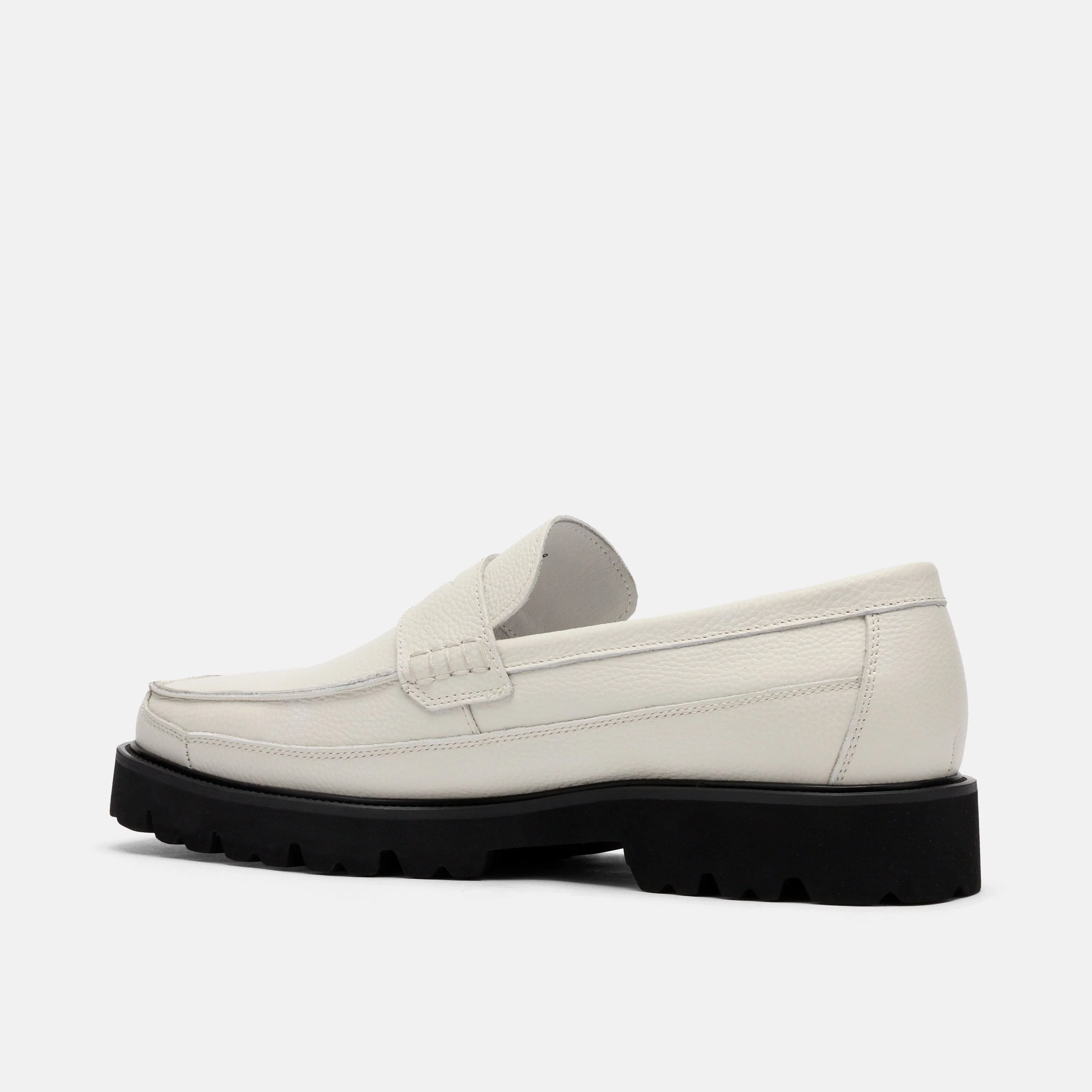 Adler White Pebble Leather Lug Penny Loafers - Image 4