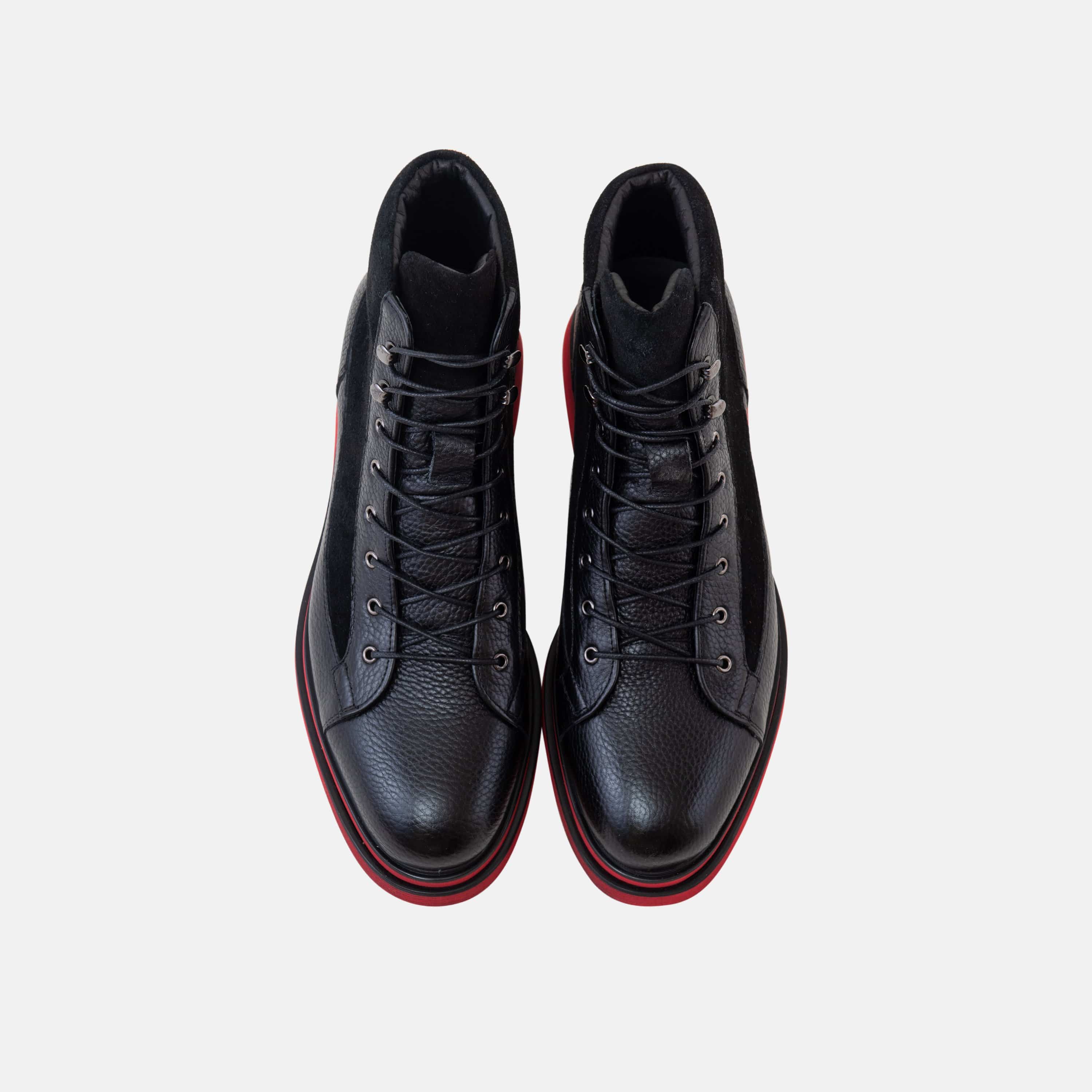 Aiden Black Leather Combat Boots - Image 4