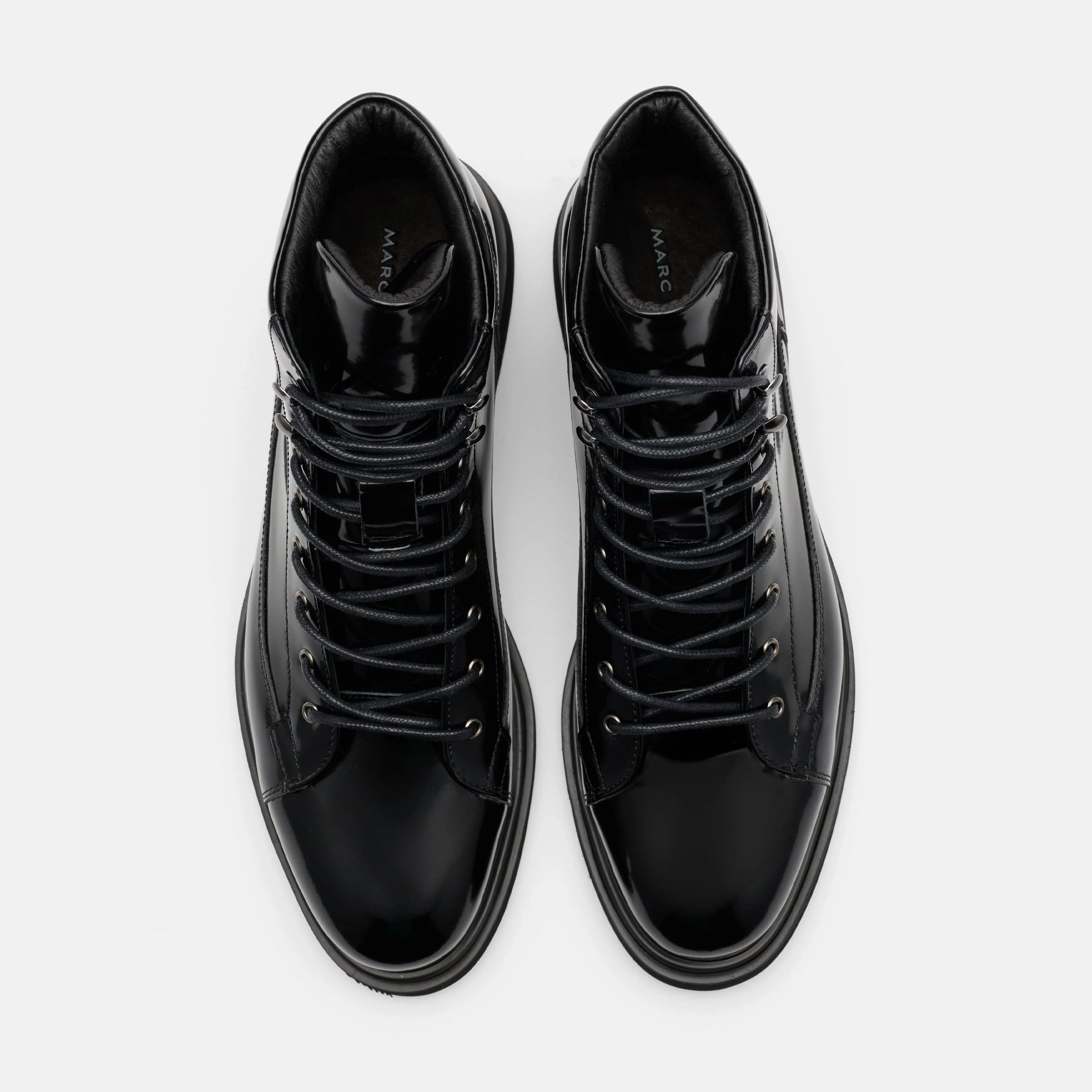 Aiden Black Patent Leather Combat Boots - Image 5