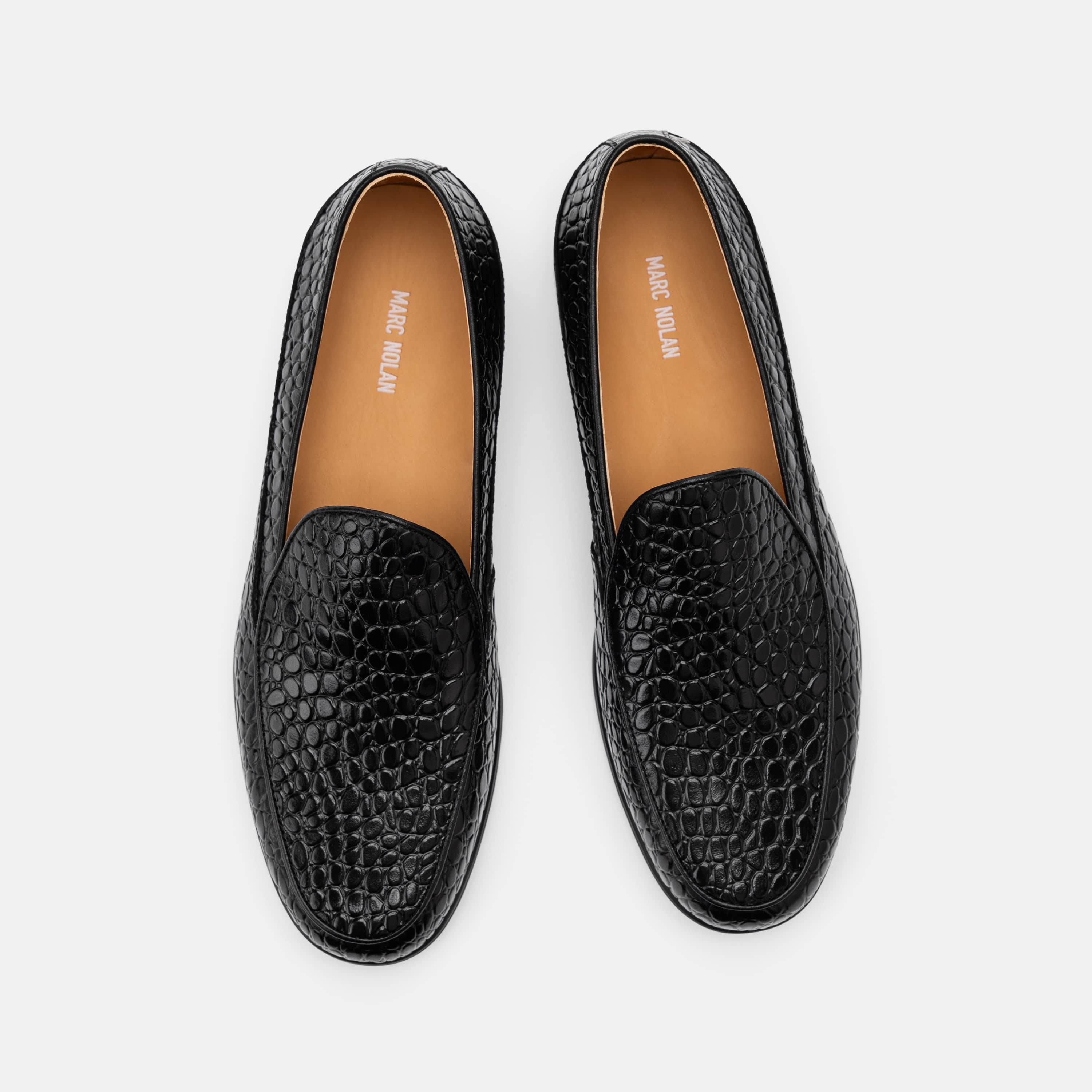 Alessandro Black Croc Leather Venetian Loafers - Image 5