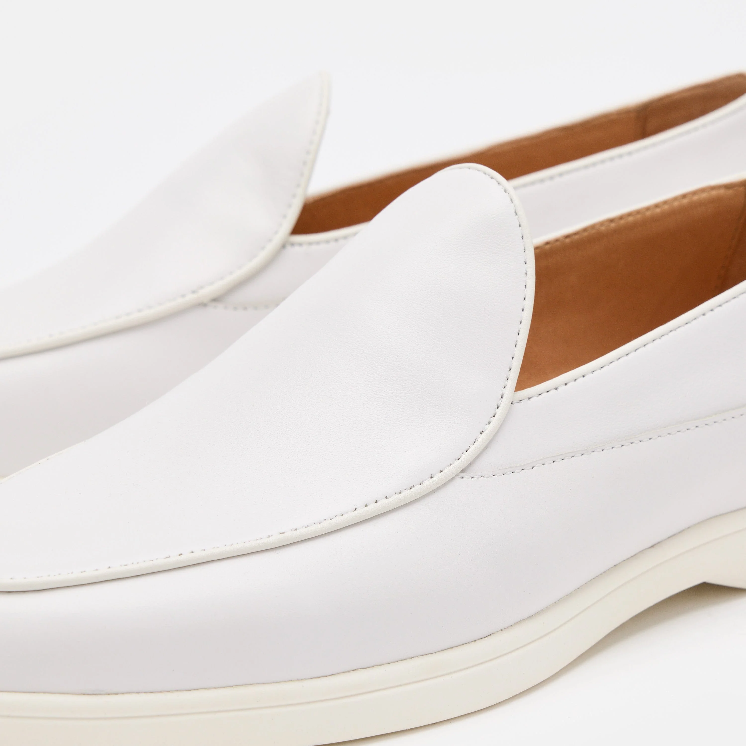 Alessandro White Leather Venetian Loafers - Image 3