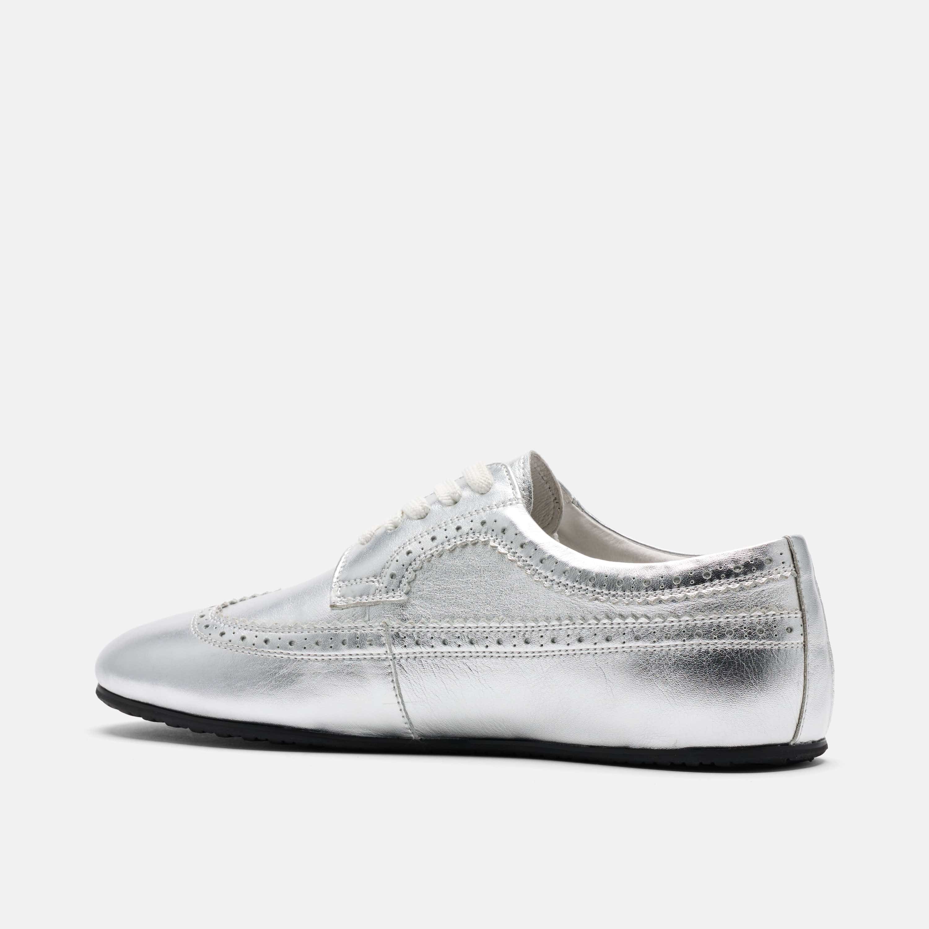 Alexander Silver Leather Ballerina Longwing Sneakers - Image 5
