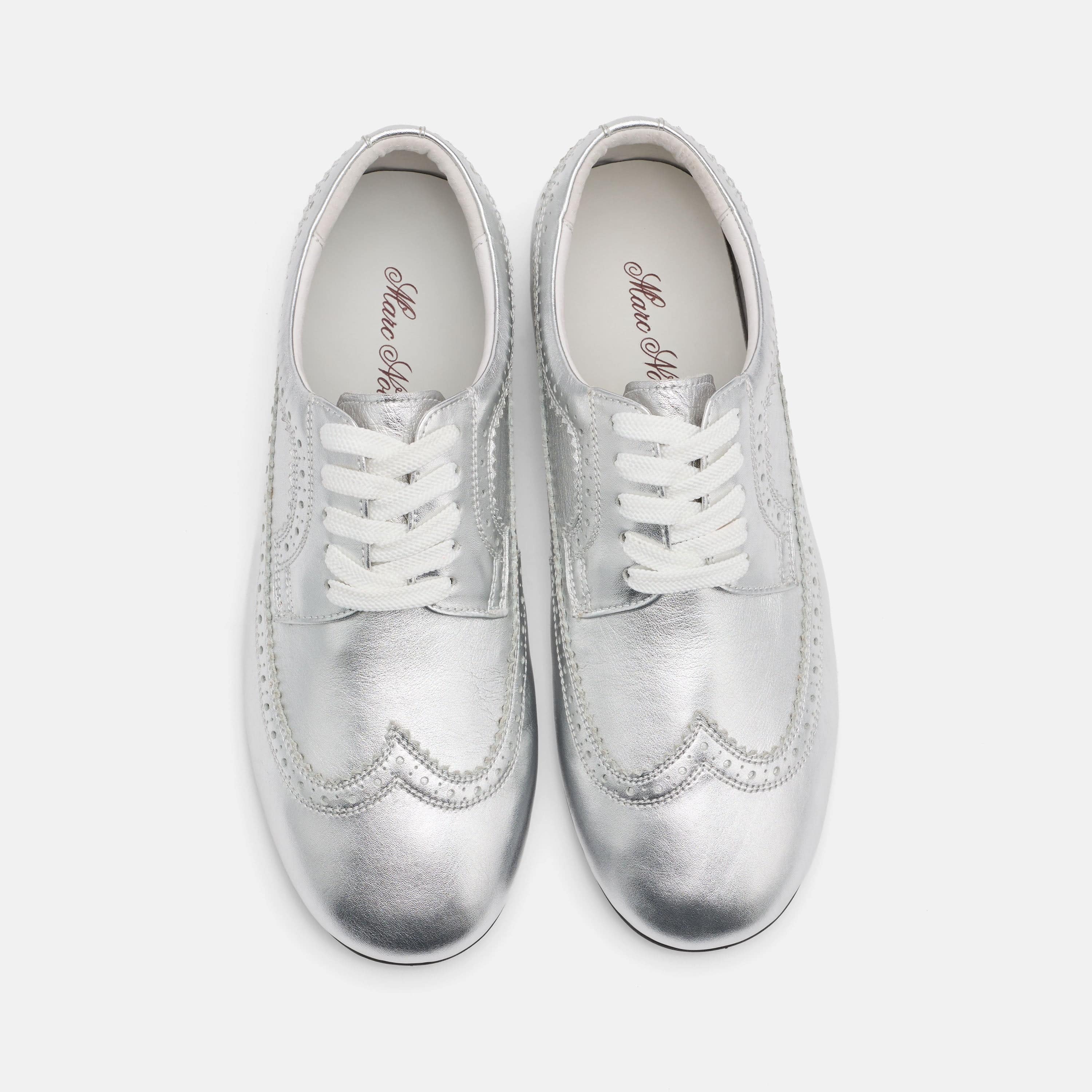 Alexander Silver Leather Ballerina Longwing Sneakers - Image 6
