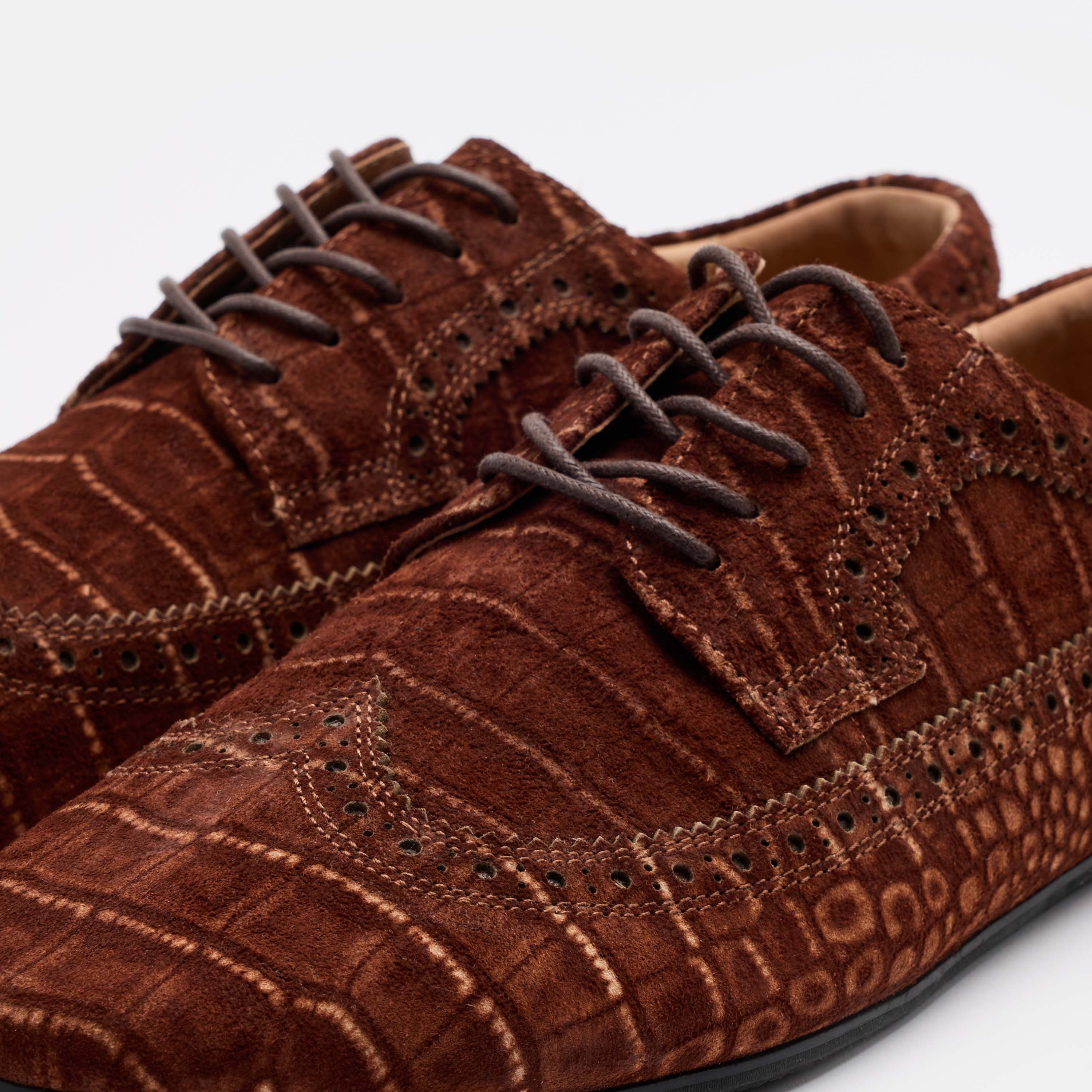 Alexander Brown Croc Suede Ballerina Longwing Sneakers - Image 3