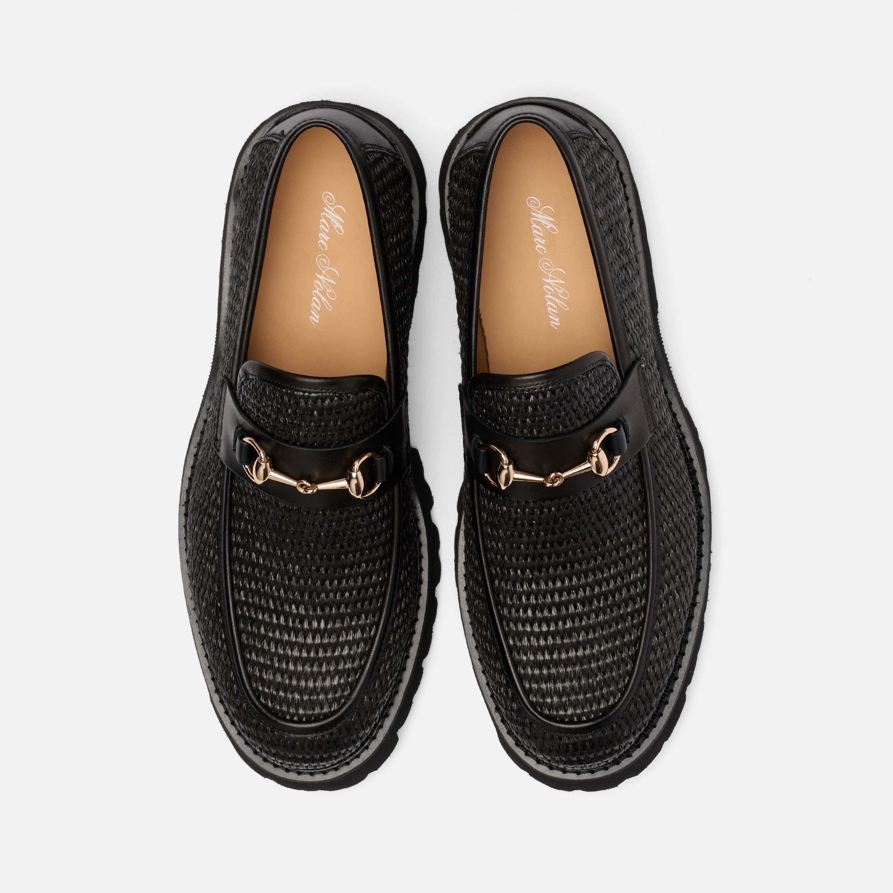 Blake Black Raffia Lug Bit Loafers - Image 5