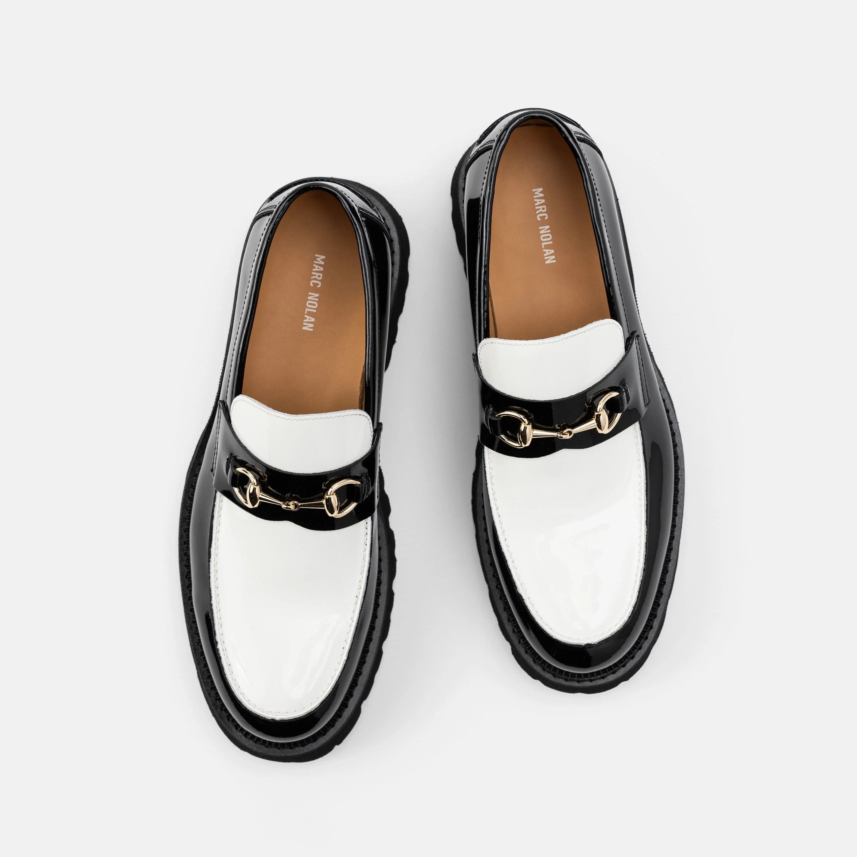 Blake Black/White Patent Leather Lug Bit Loafers - Image 5