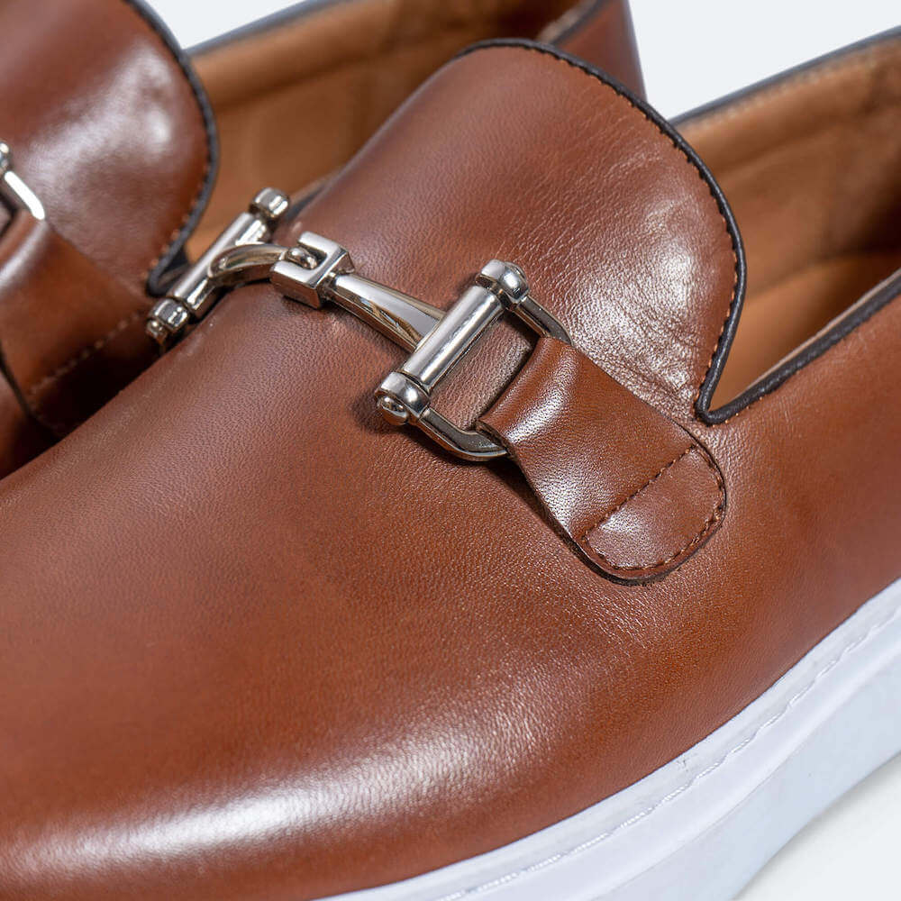 Boardwalk Mahogany Leather Horse-Bit Sneakers - Image 3