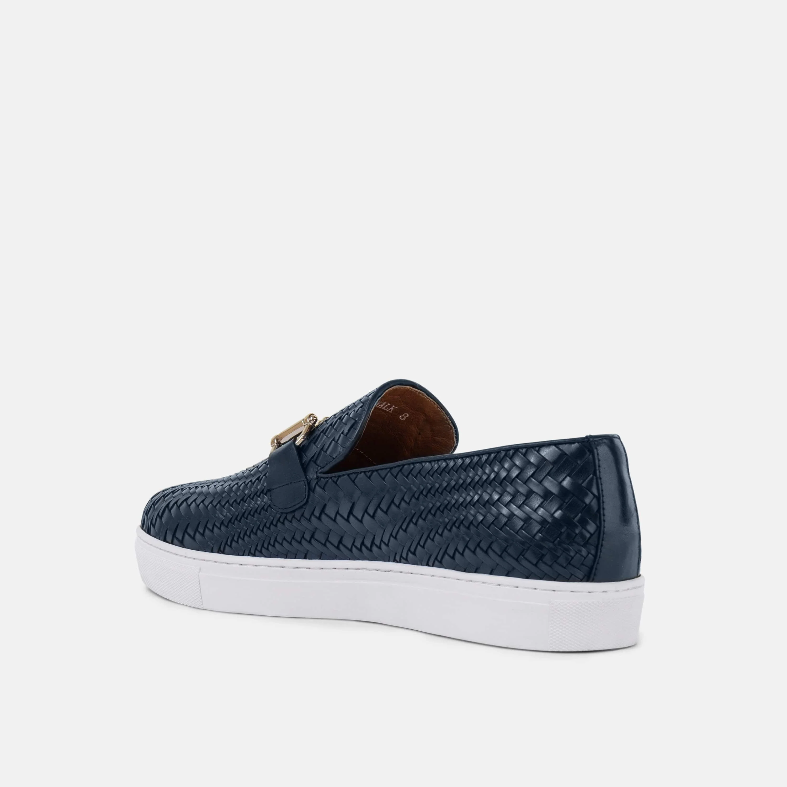 Boardwalk Navy Woven Leather Horse-Bit Sneakers - Image 5