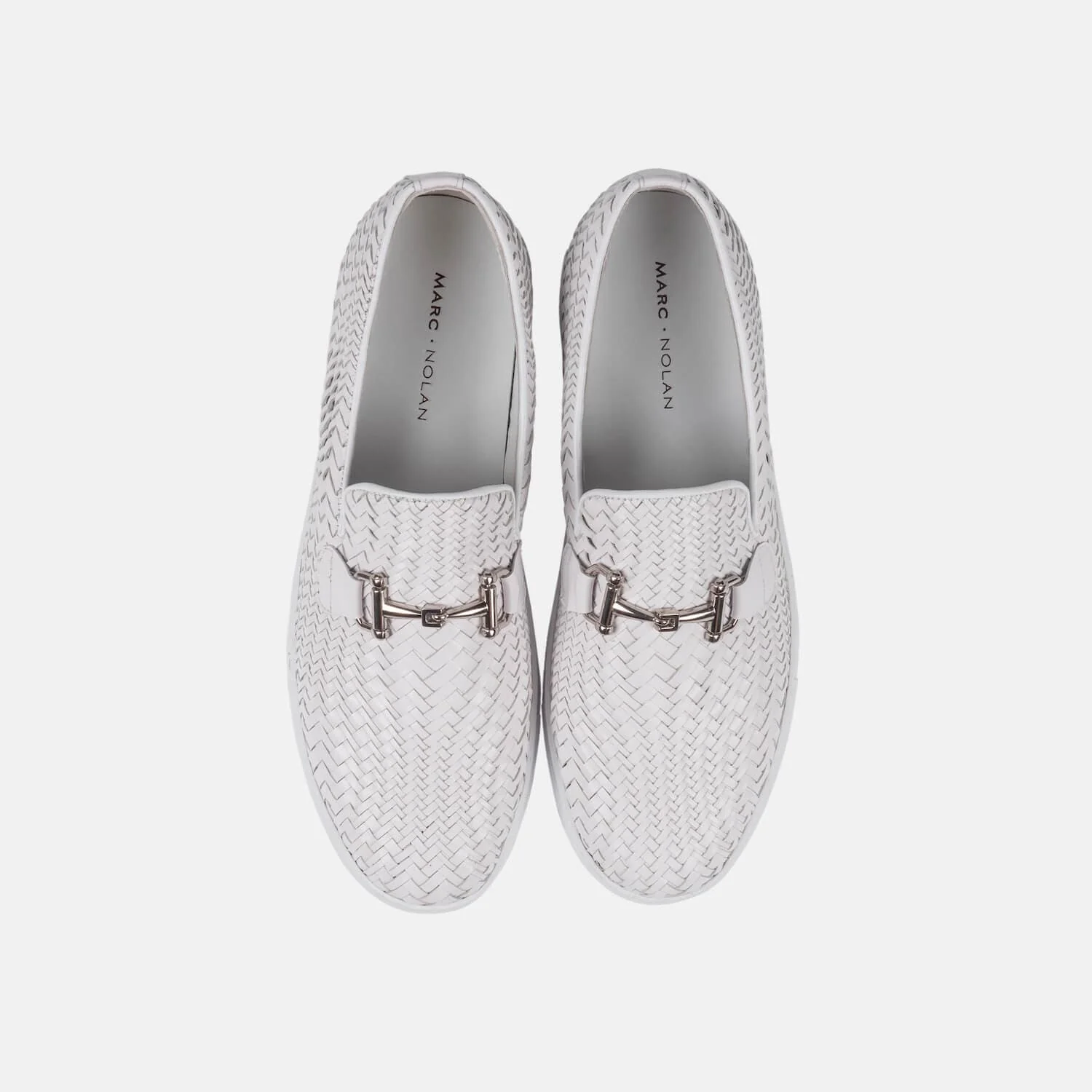 Boardwalk White Woven Leather Horse-Bit Sneakers - Image 4