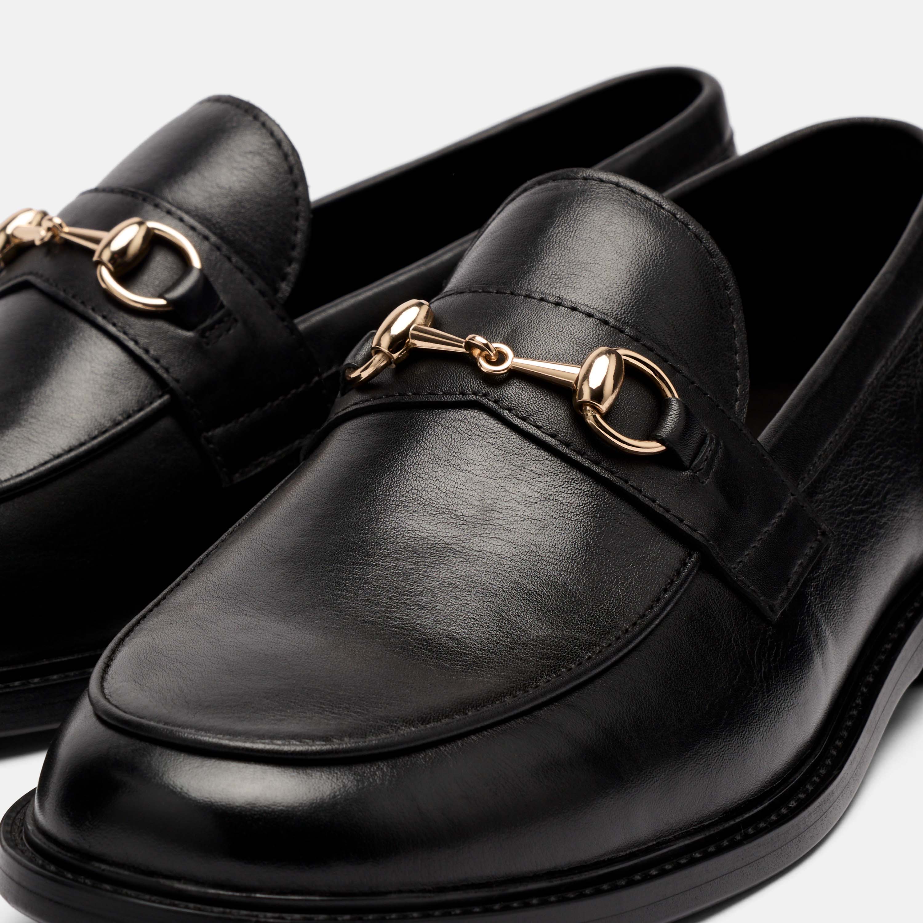 Boardwalk Black Calf Leather Horse-Bit Loafers - Image 3