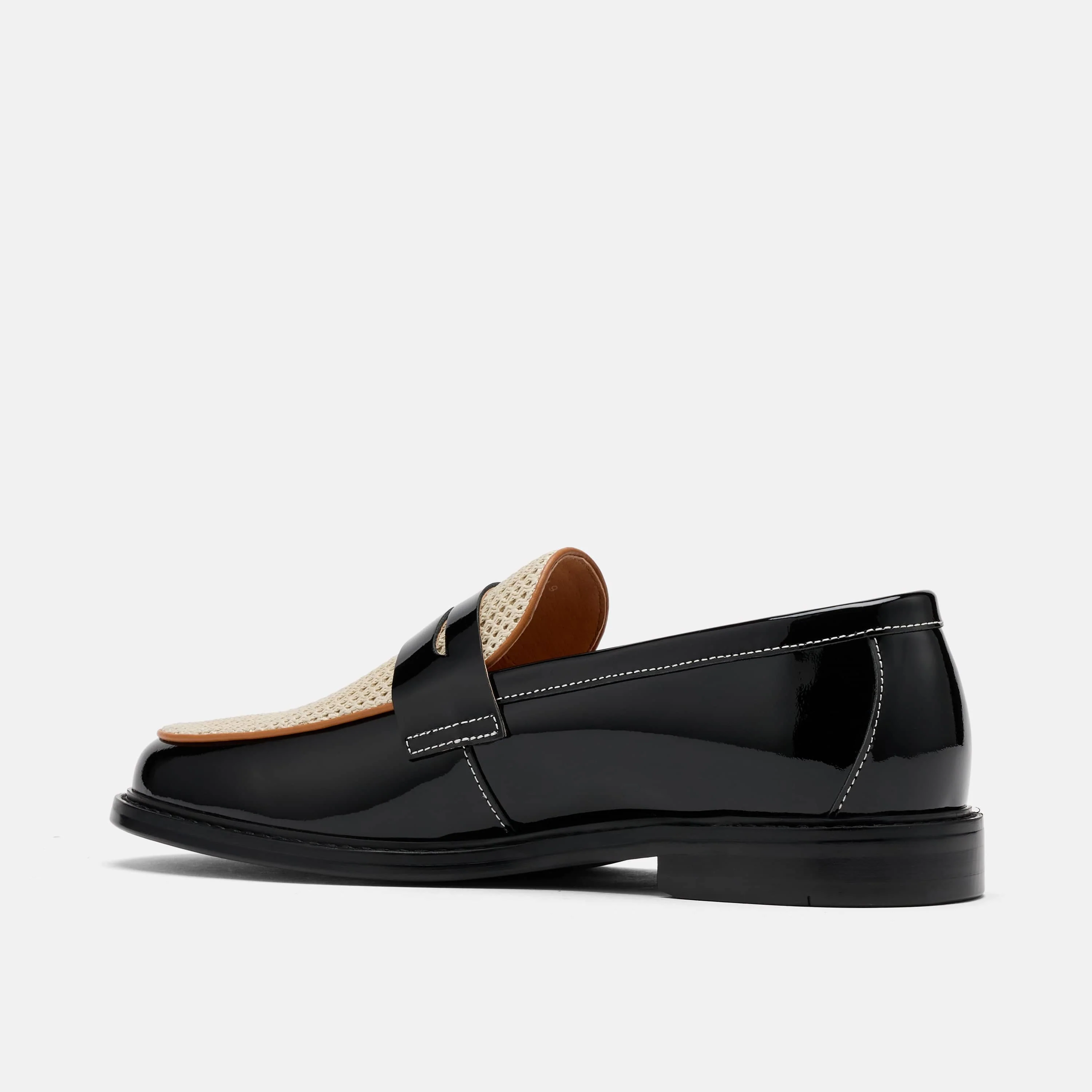 Calum Black/White Leather Penny Loafers - Image 4