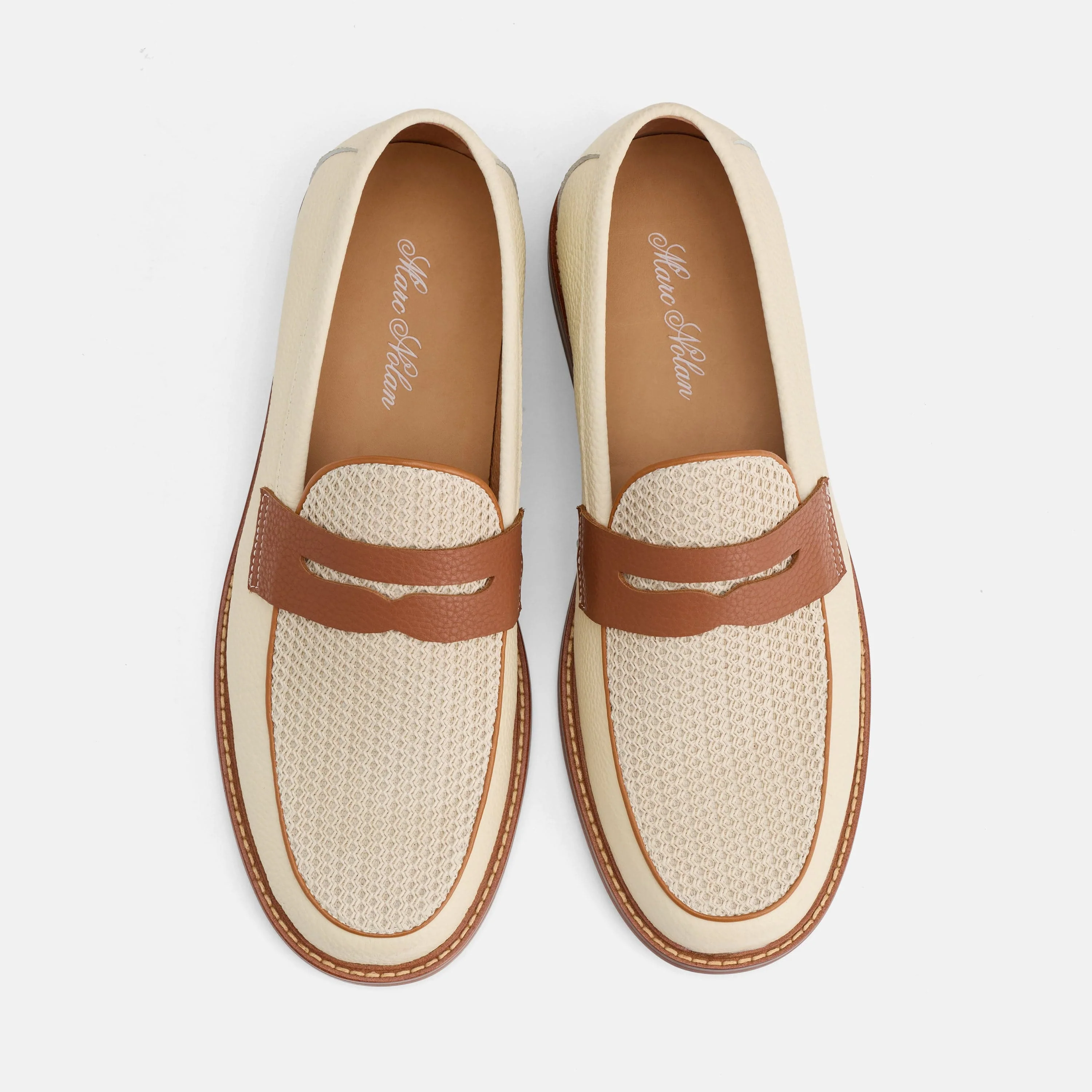 Calum Cream Leather Penny Loafers - Image 5