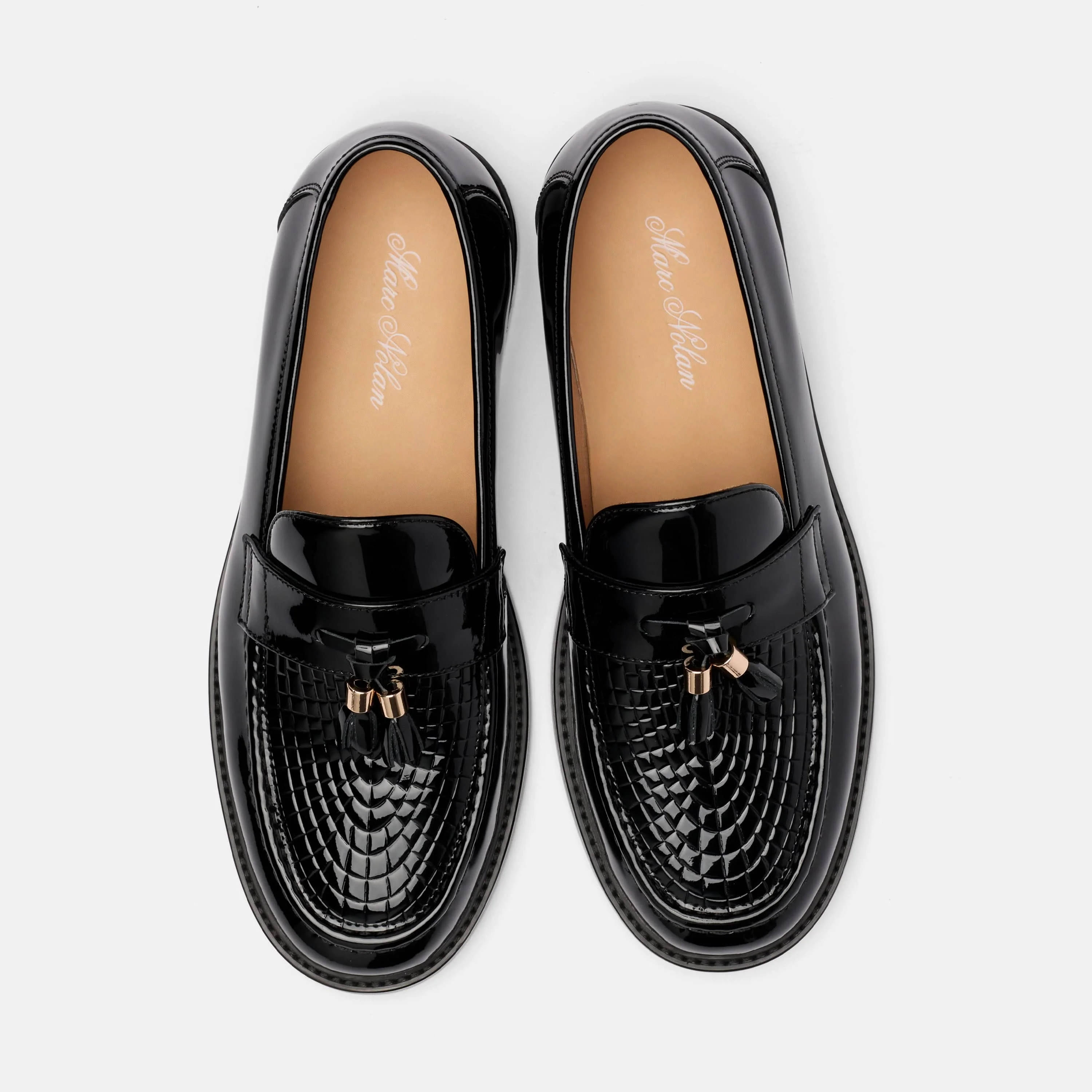 Denzel Black Patent Leather Tassel Loafers - Image 5