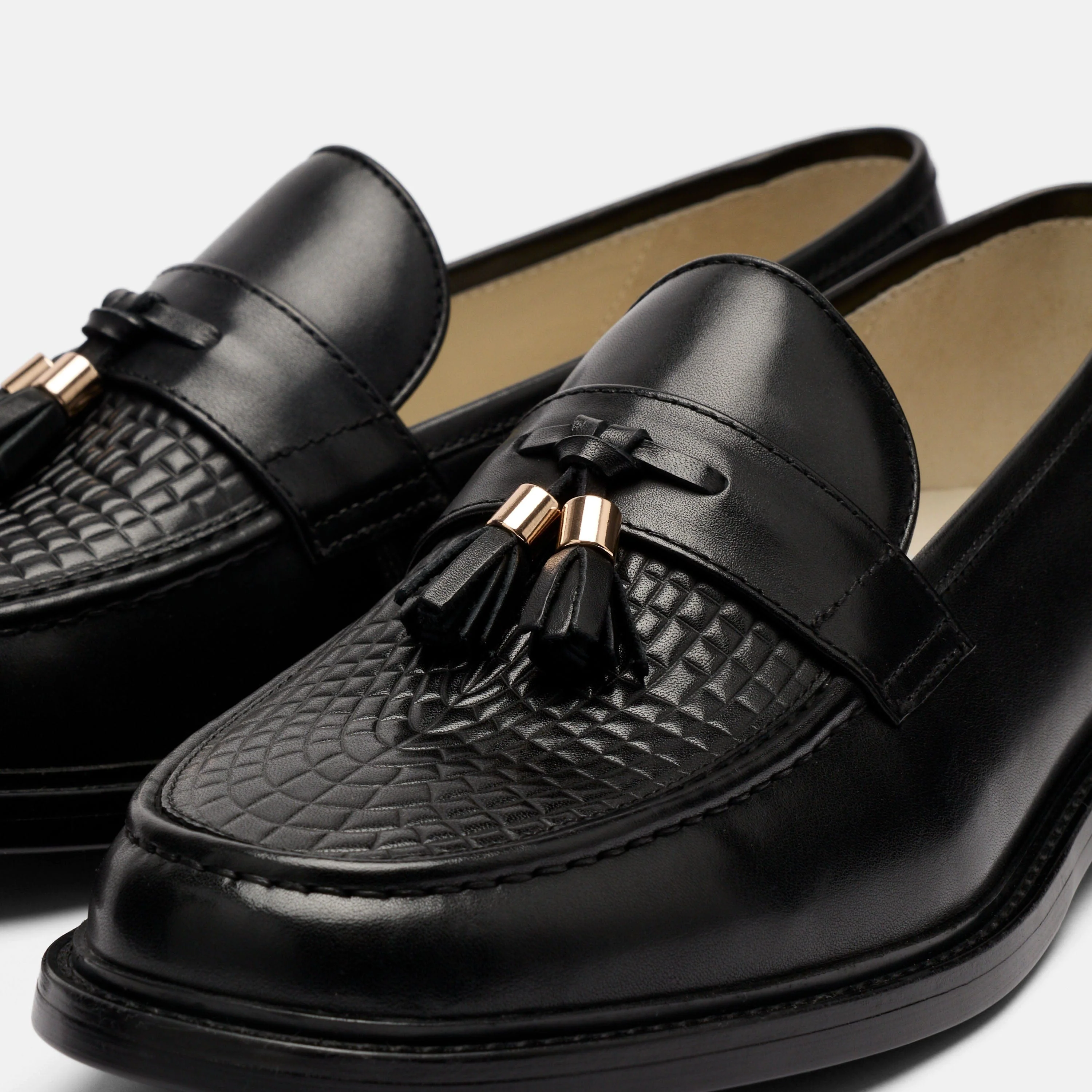 Denzel Black Calf Leather Tassel Loafers - Image 3