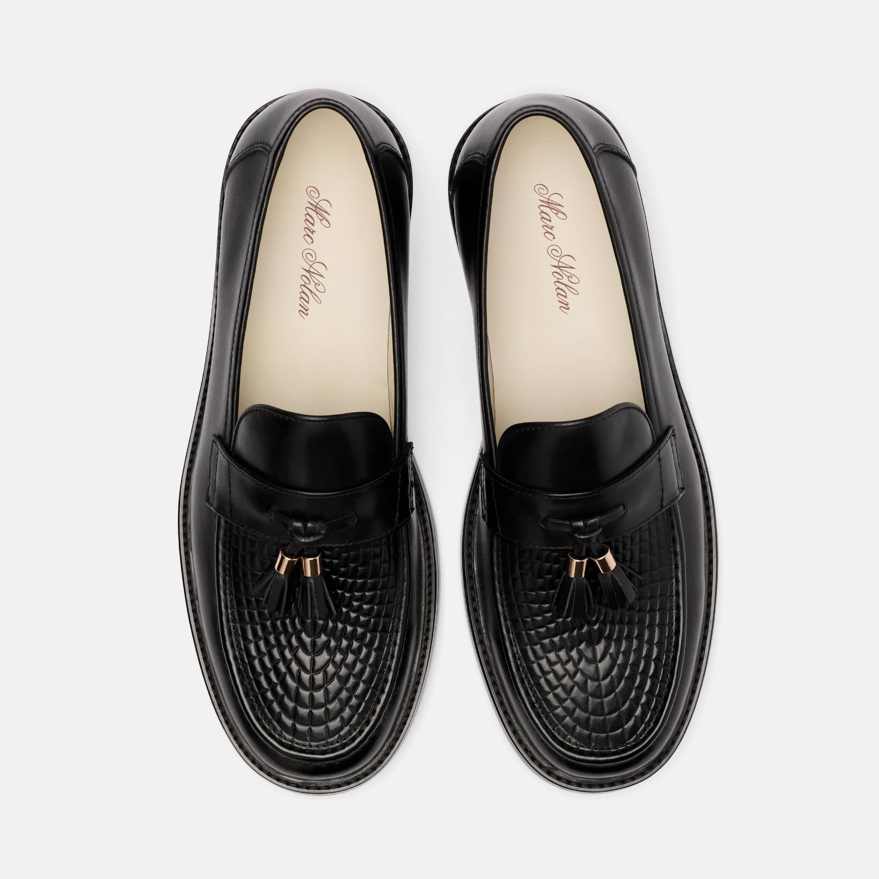 Denzel Black Calf Leather Tassel Loafers - Image 5