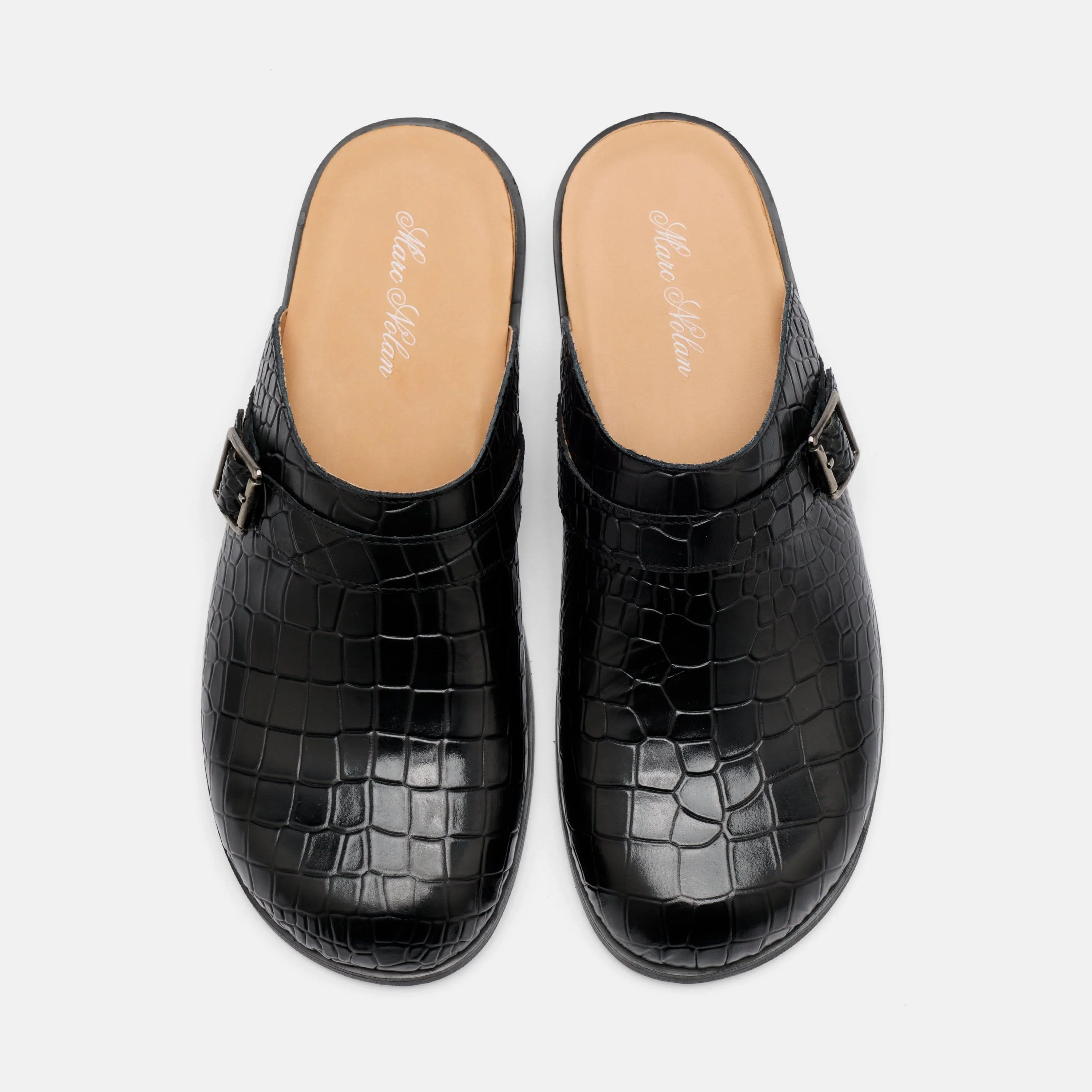 Diego Black Croc Leather Strap Mules - Image 6