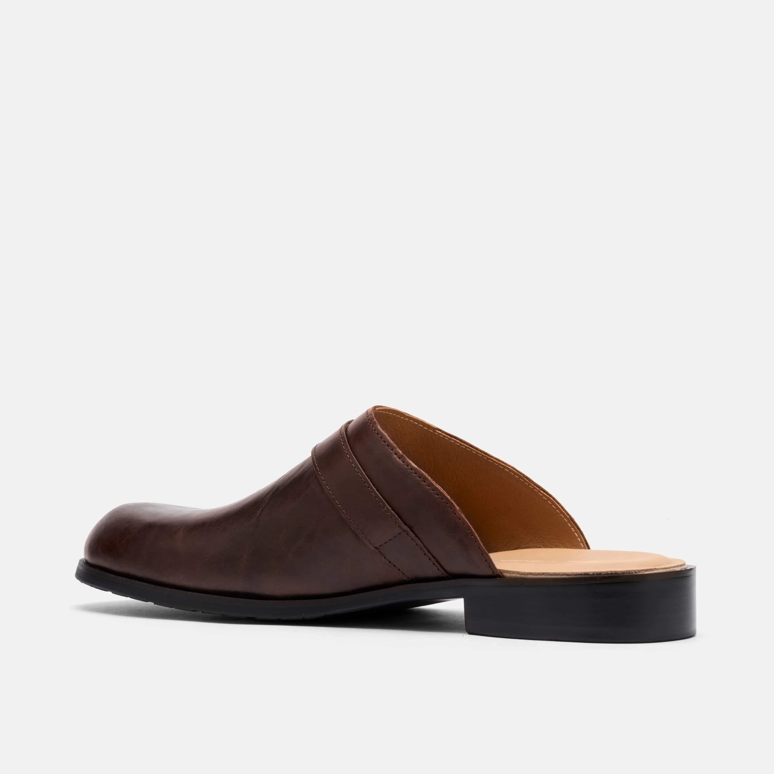 Diego Brown Distressed Leather Strap Mules - Image 4