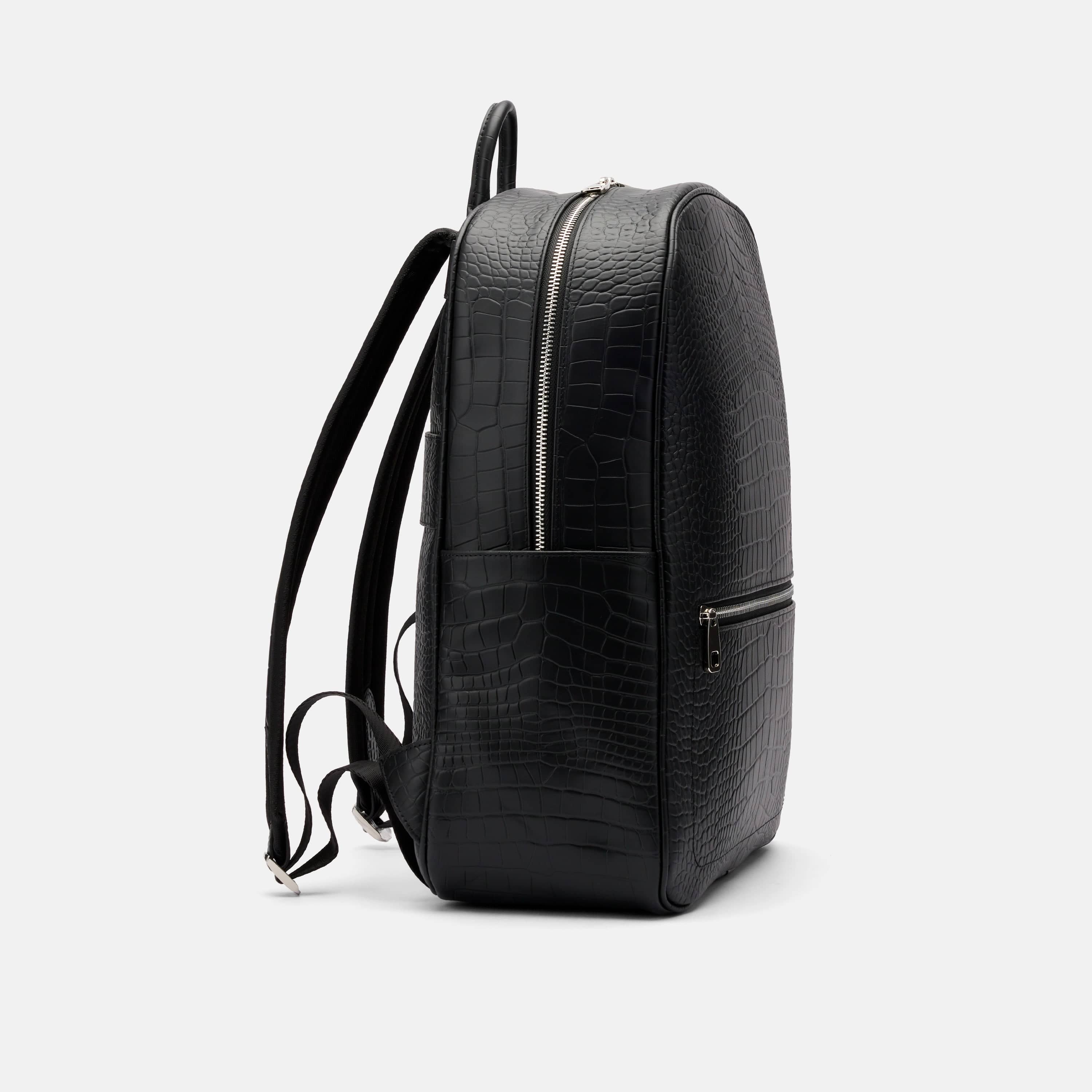 Fulton Black Crocskin Leather Backpack - Image 3