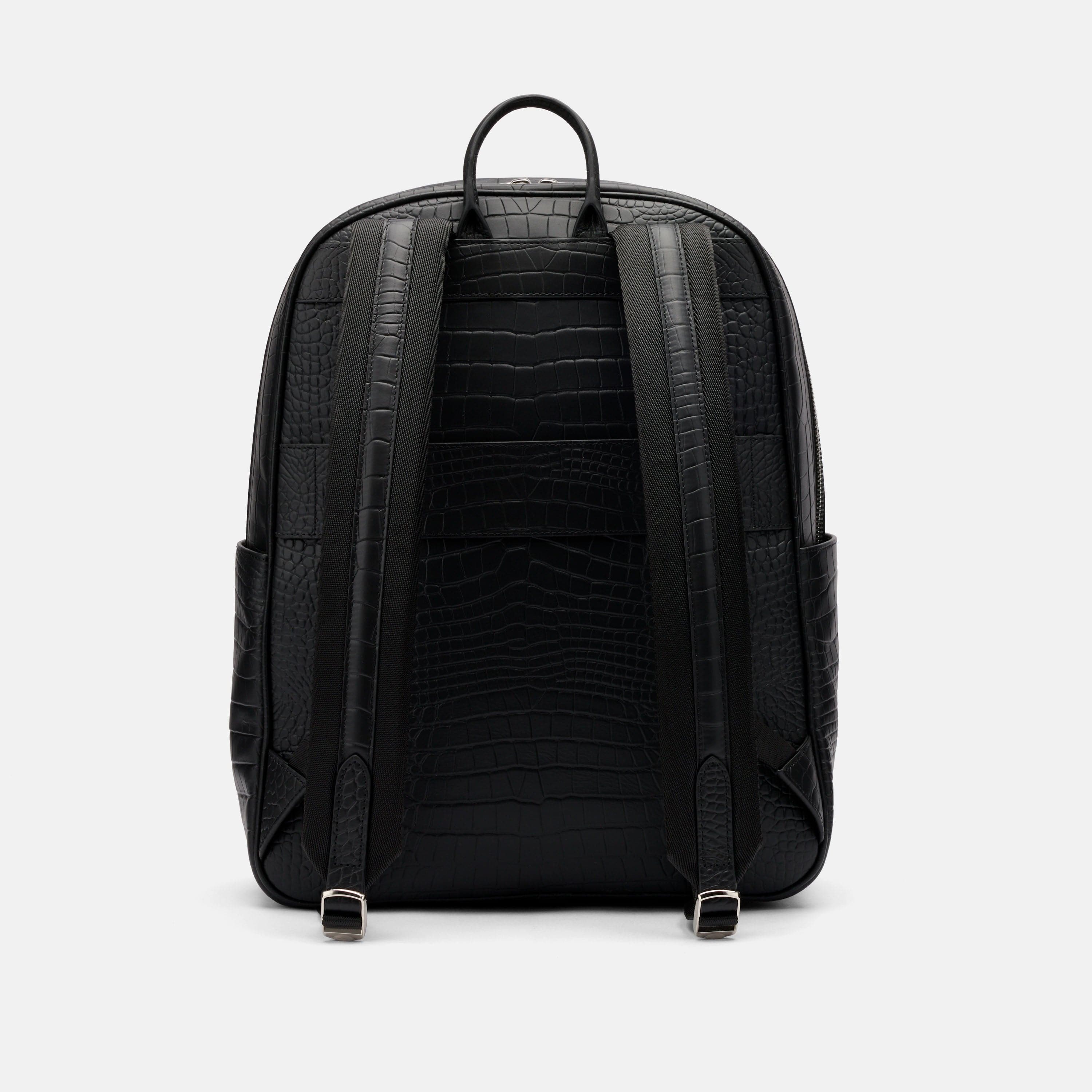 Fulton Black Crocskin Leather Backpack - Image 6