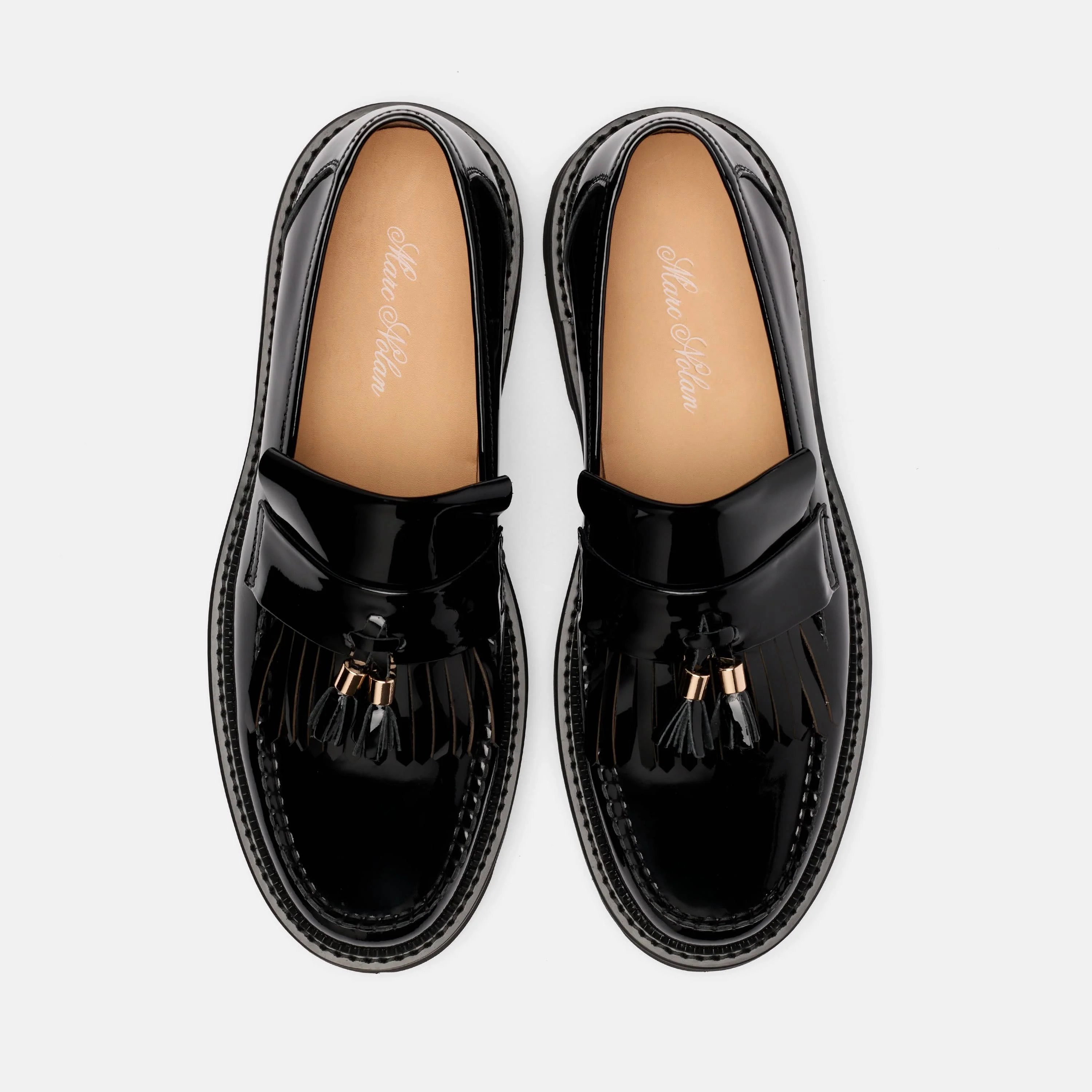 Journey Black Patent Leather Lug Tassel Loafer - Image 5