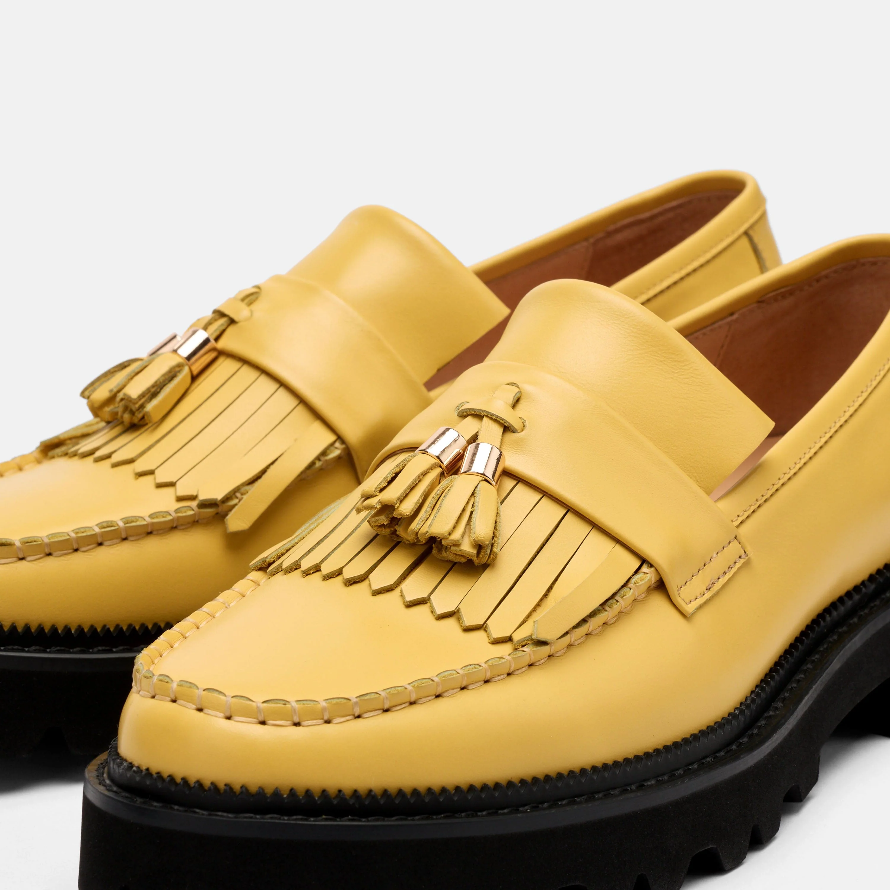 Journey Yellow Leather Lug Tassel Loafer - Image 3