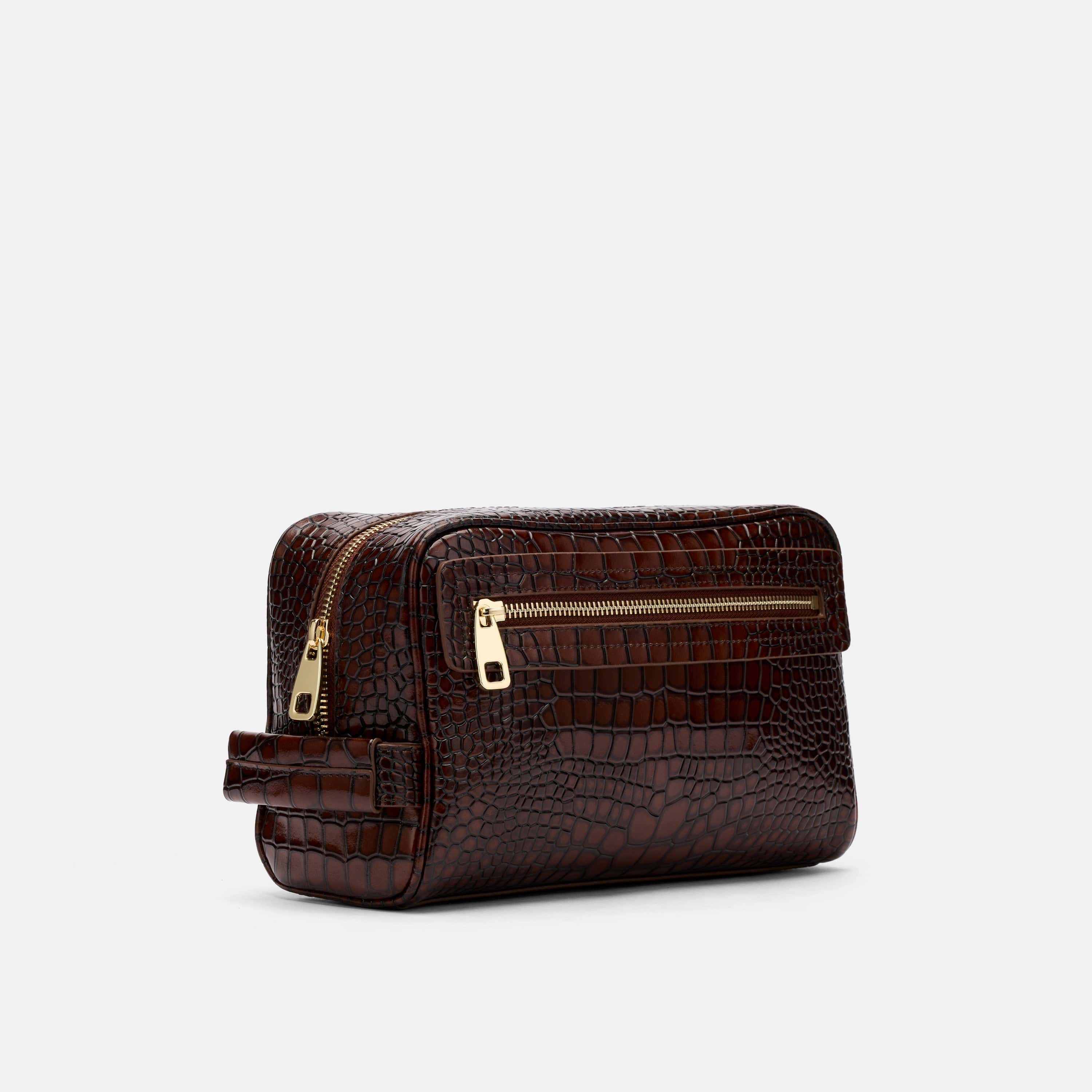 Marc Nolan Dopp Kit - Brown Crocskin - Image 3