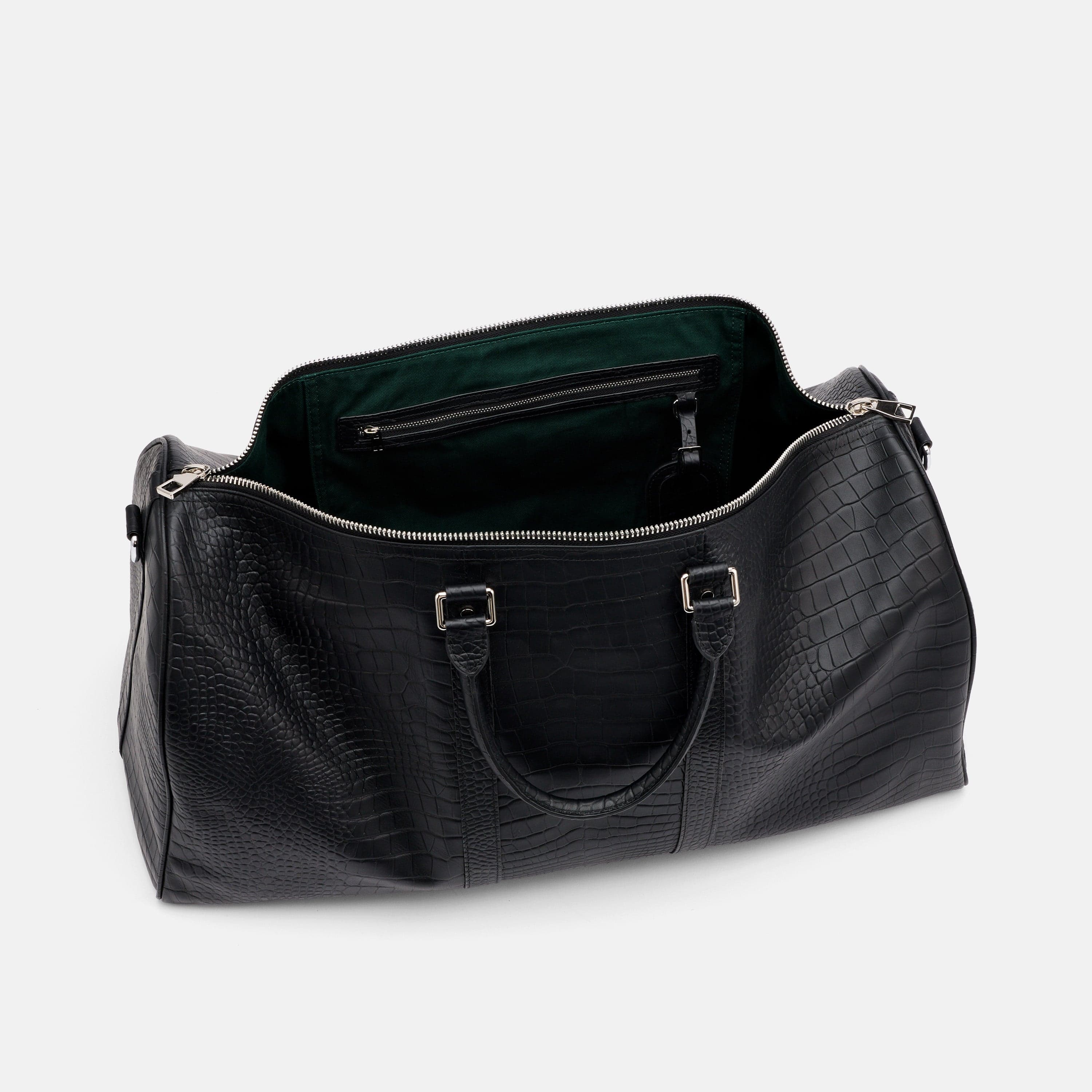 Marc Nolan Large Weekender Duffle Bag - Black Crocskin - Image 4