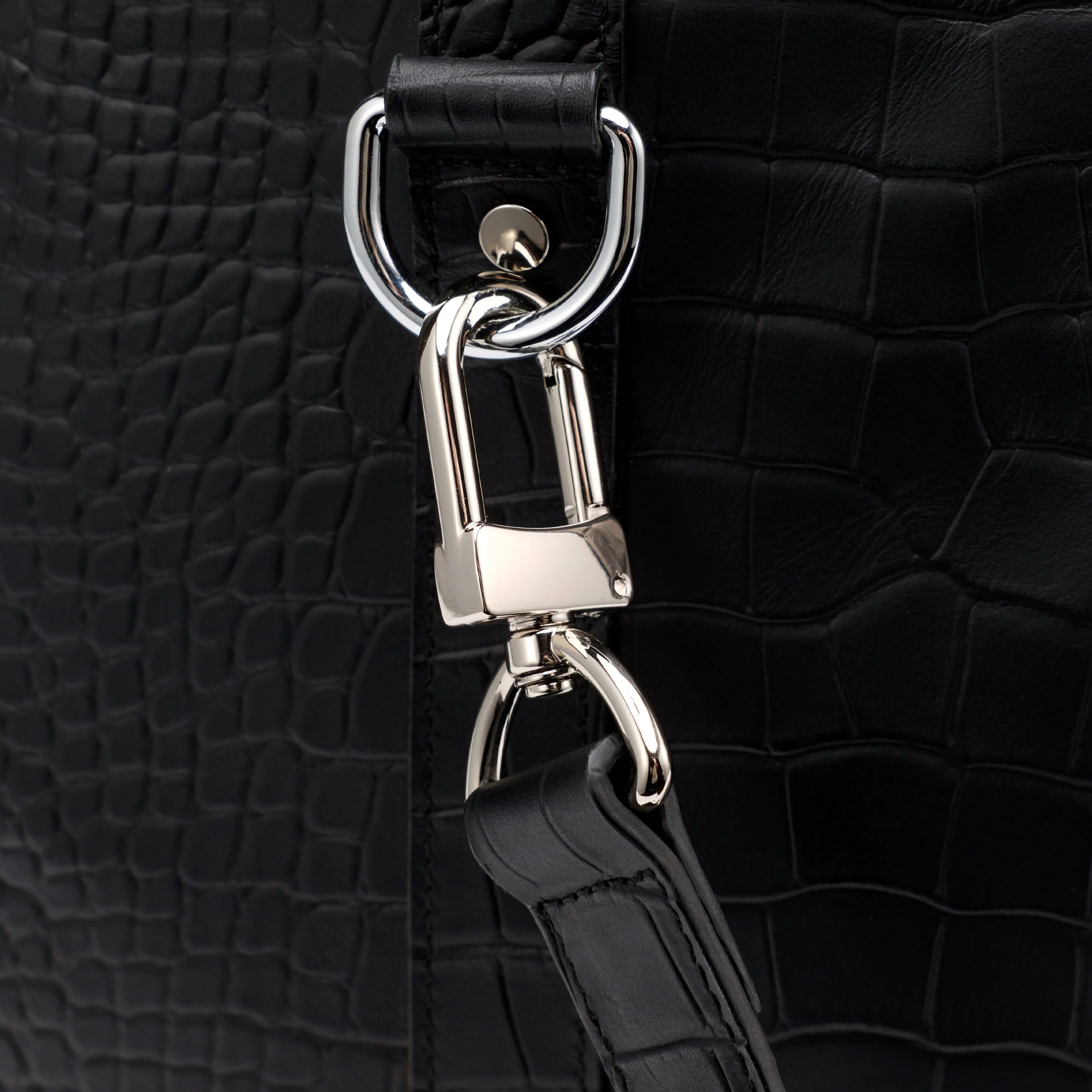 Marc Nolan Large Weekender Duffle Bag - Black Crocskin - Image 6