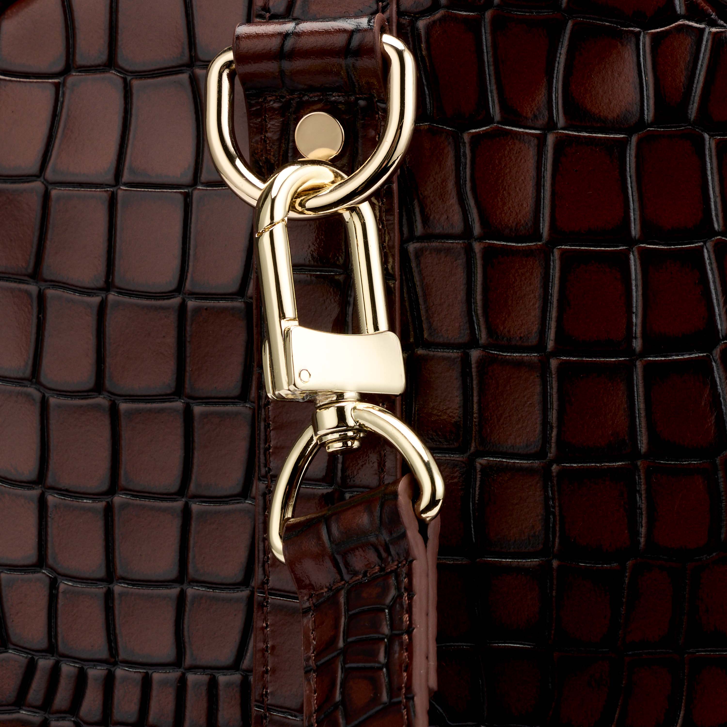 Marc Nolan Large Weekender Duffle Bag - Brown Crocskin - Image 6