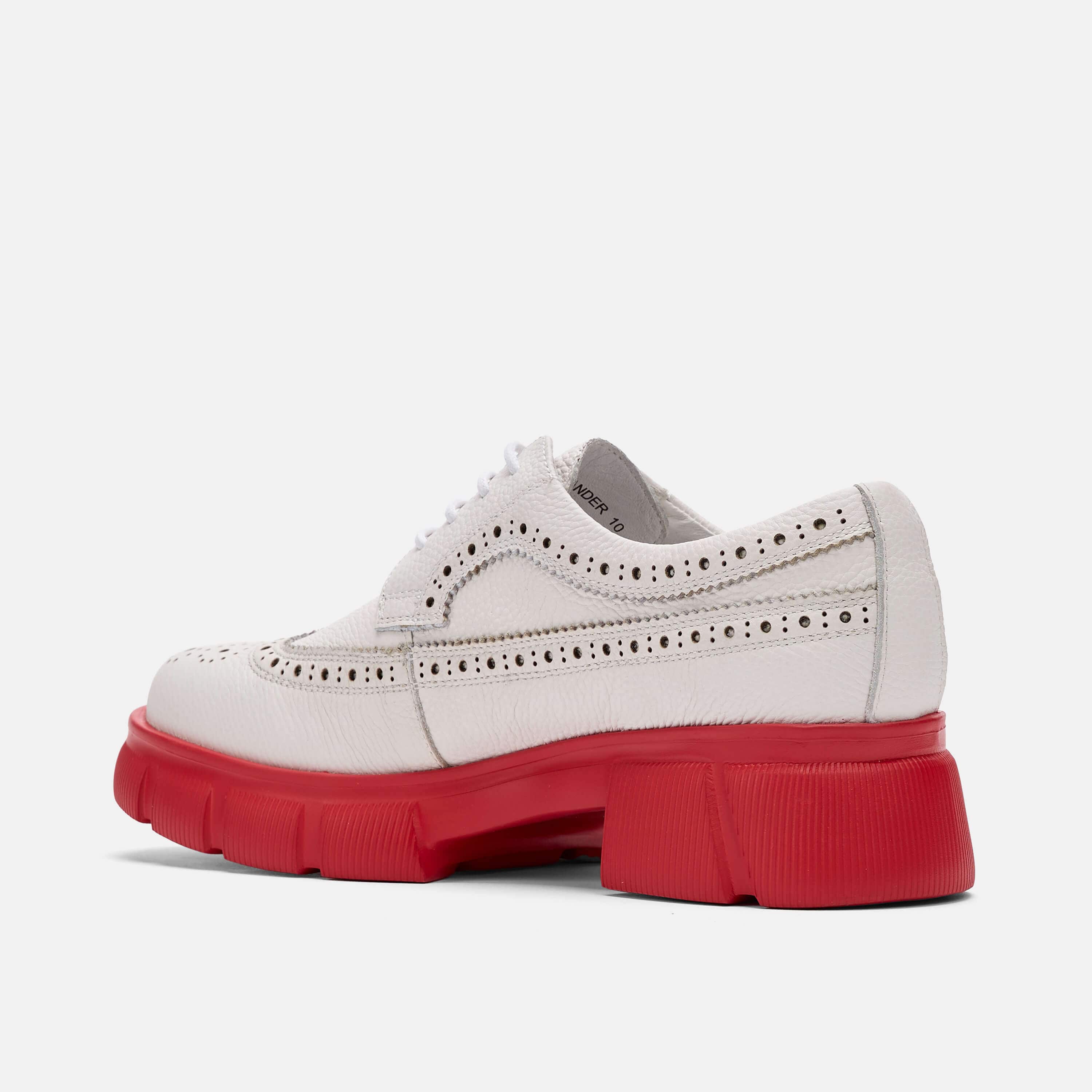 Ms. Alexander White/Red Leather Lug Wingtip Derby - Image 4