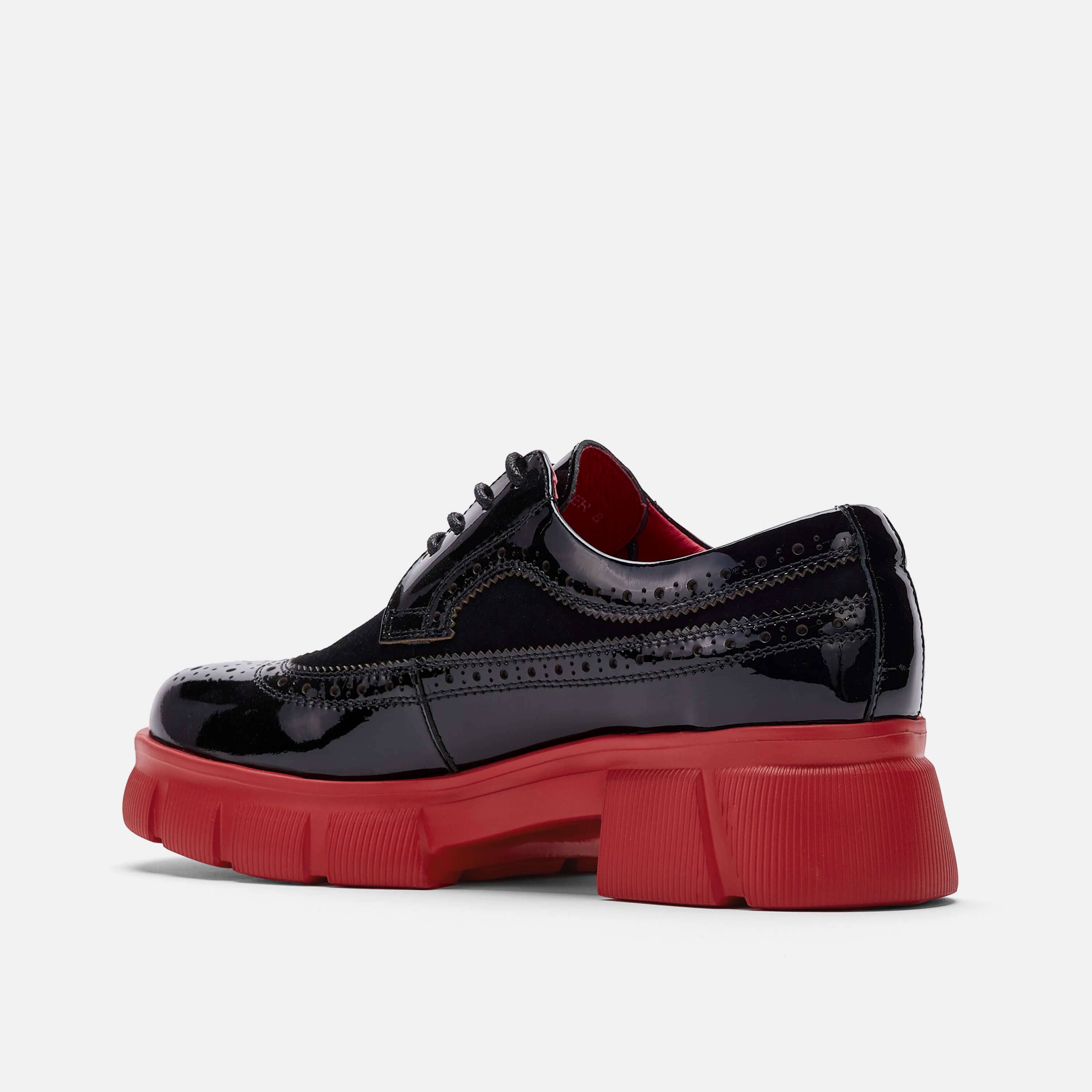 Ms. Alexander Black/Red Leather Lug Wingtip Derby - Image 4