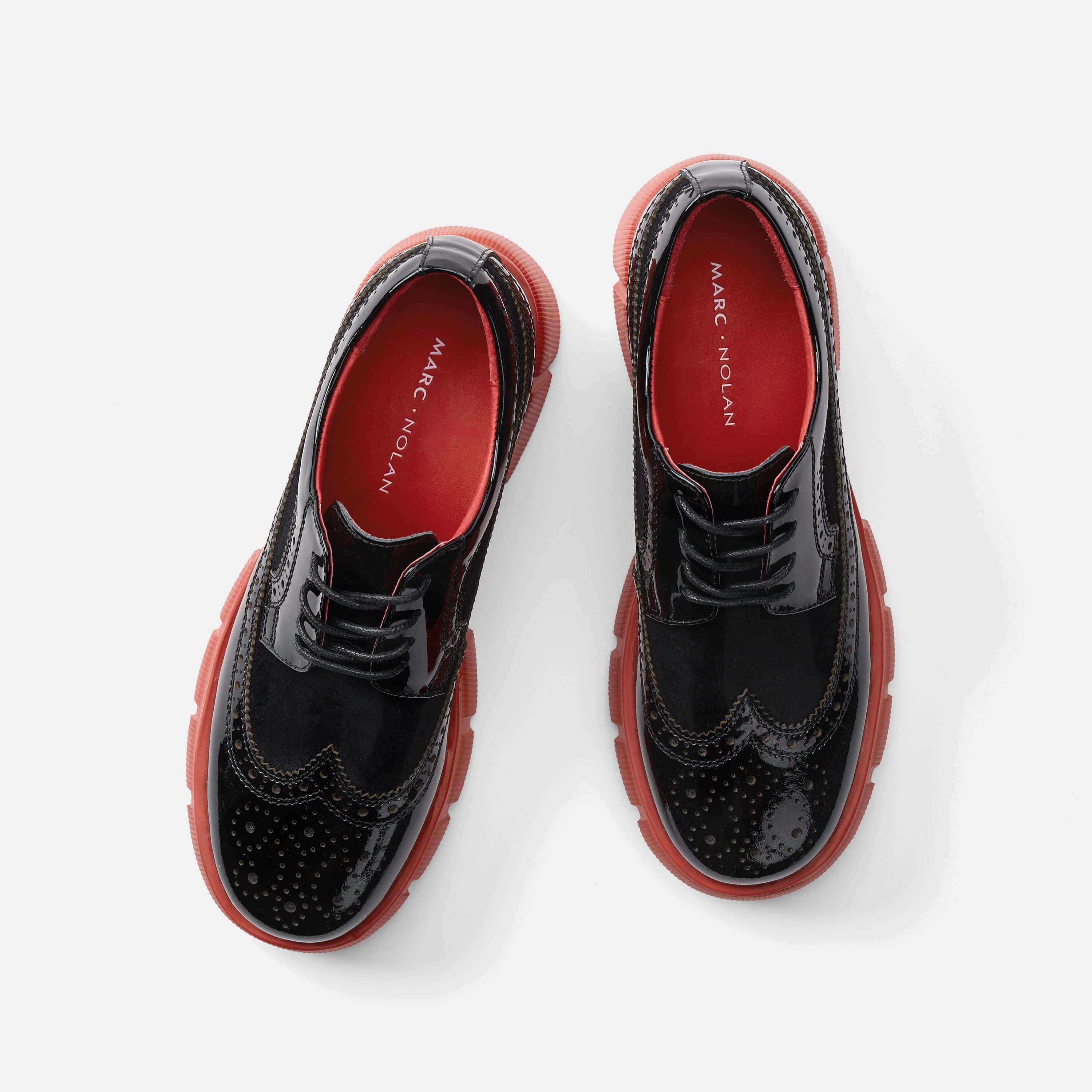 Ms. Alexander Black/Red Leather Lug Wingtip Derby - Image 5