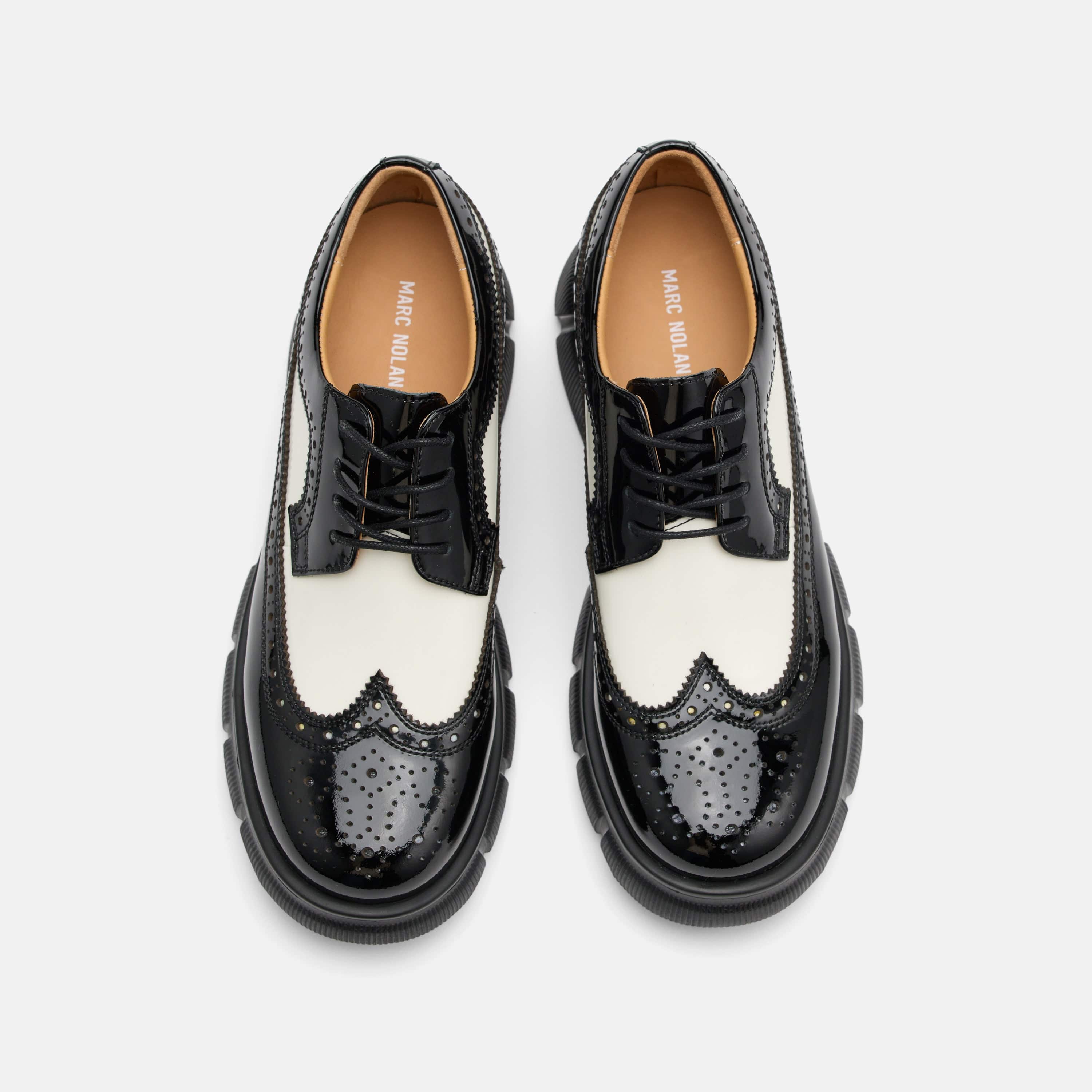 Ms. Alexander Black/White Patent Leather Lug Wingtip Derby - Image 5