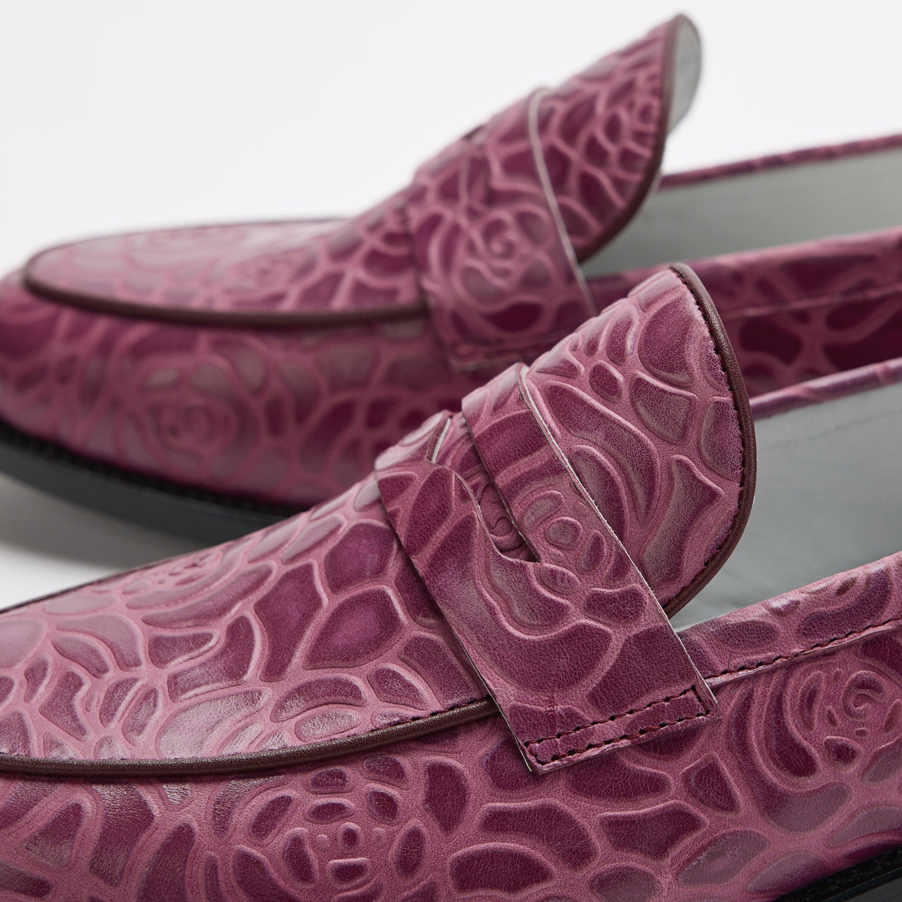 Ms. Calum Grape Floral Leather Penny Loafers - Image 3