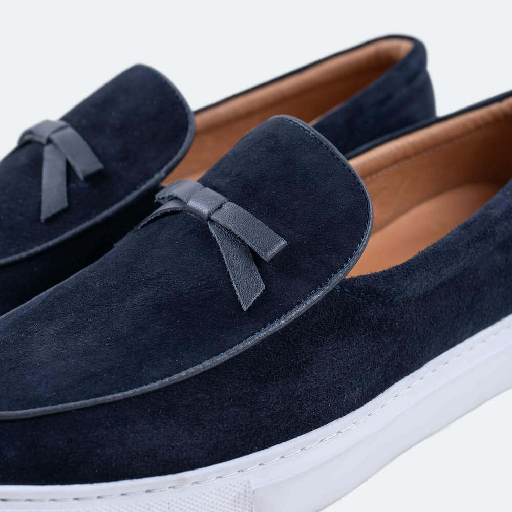 Odell Navy Suede Belgian Loafer Sneakers - Image 3