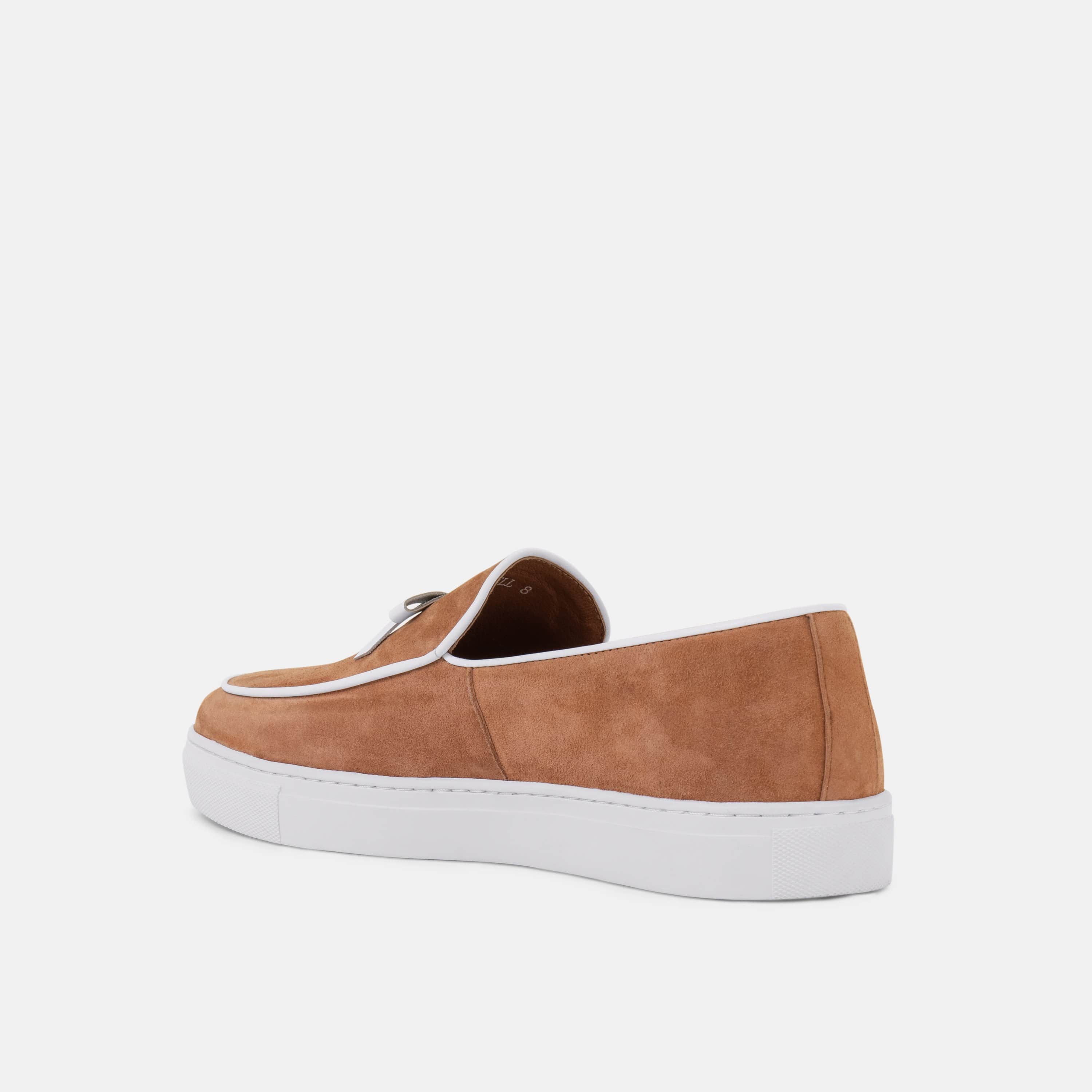 Odell Tan Suede Belgian Loafer Sneakers - Image 5