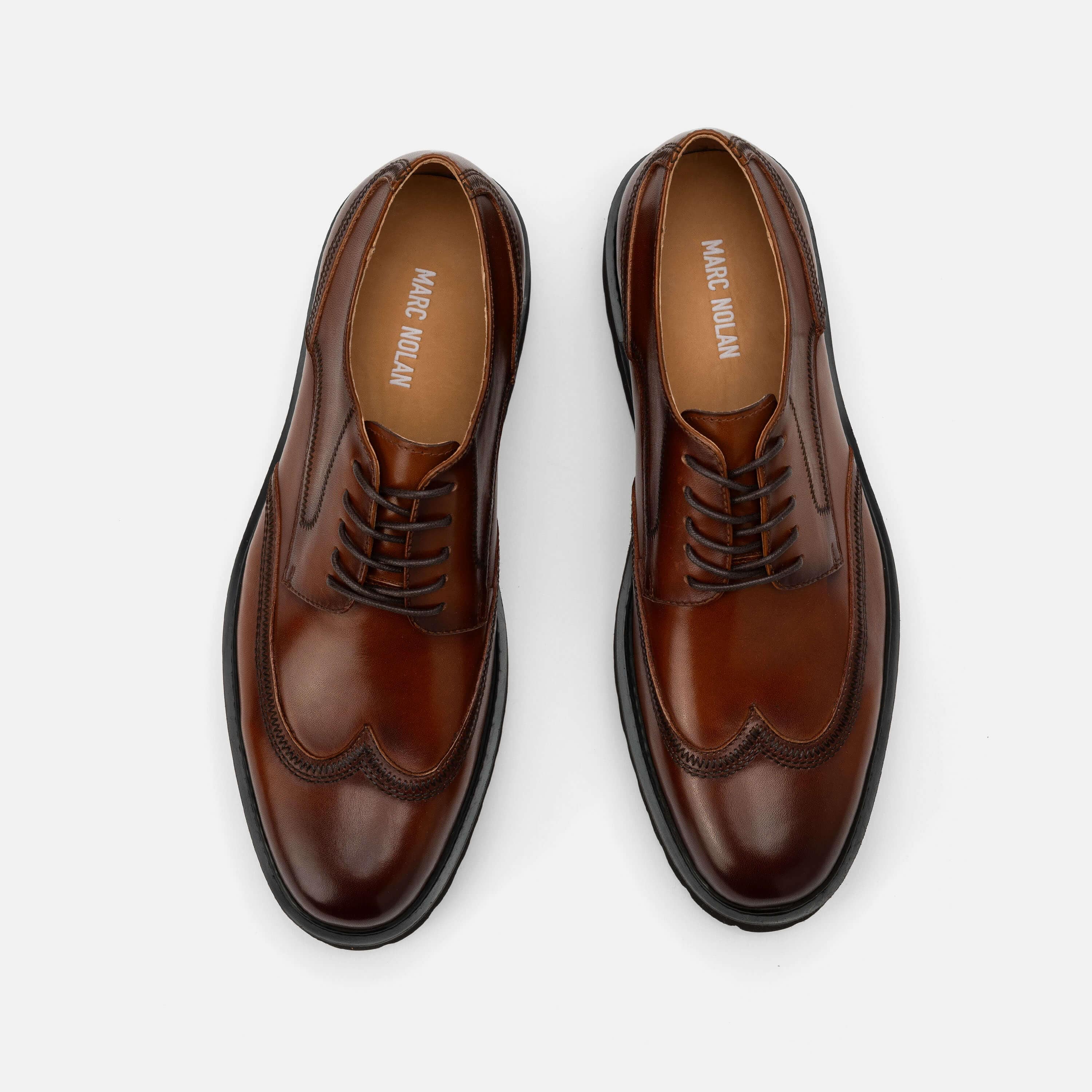 Ronan Mahogany Leather Lug Wingtip Shoes - Image 4