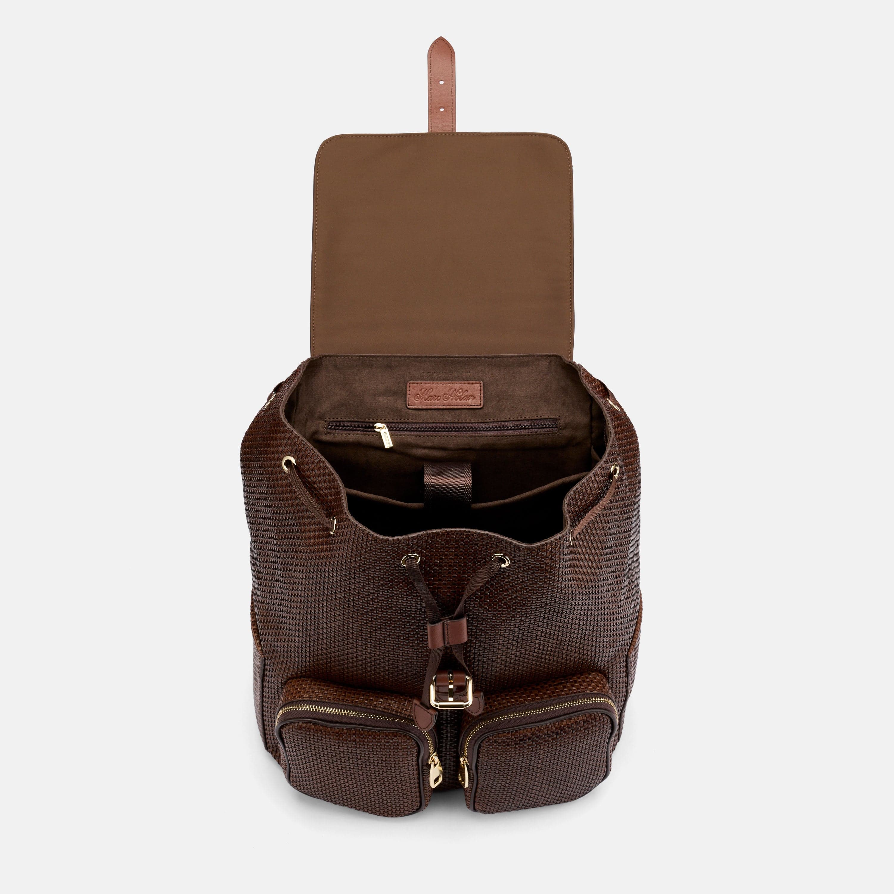 SOHO Woven Cognac Leather Backpack - Image 5