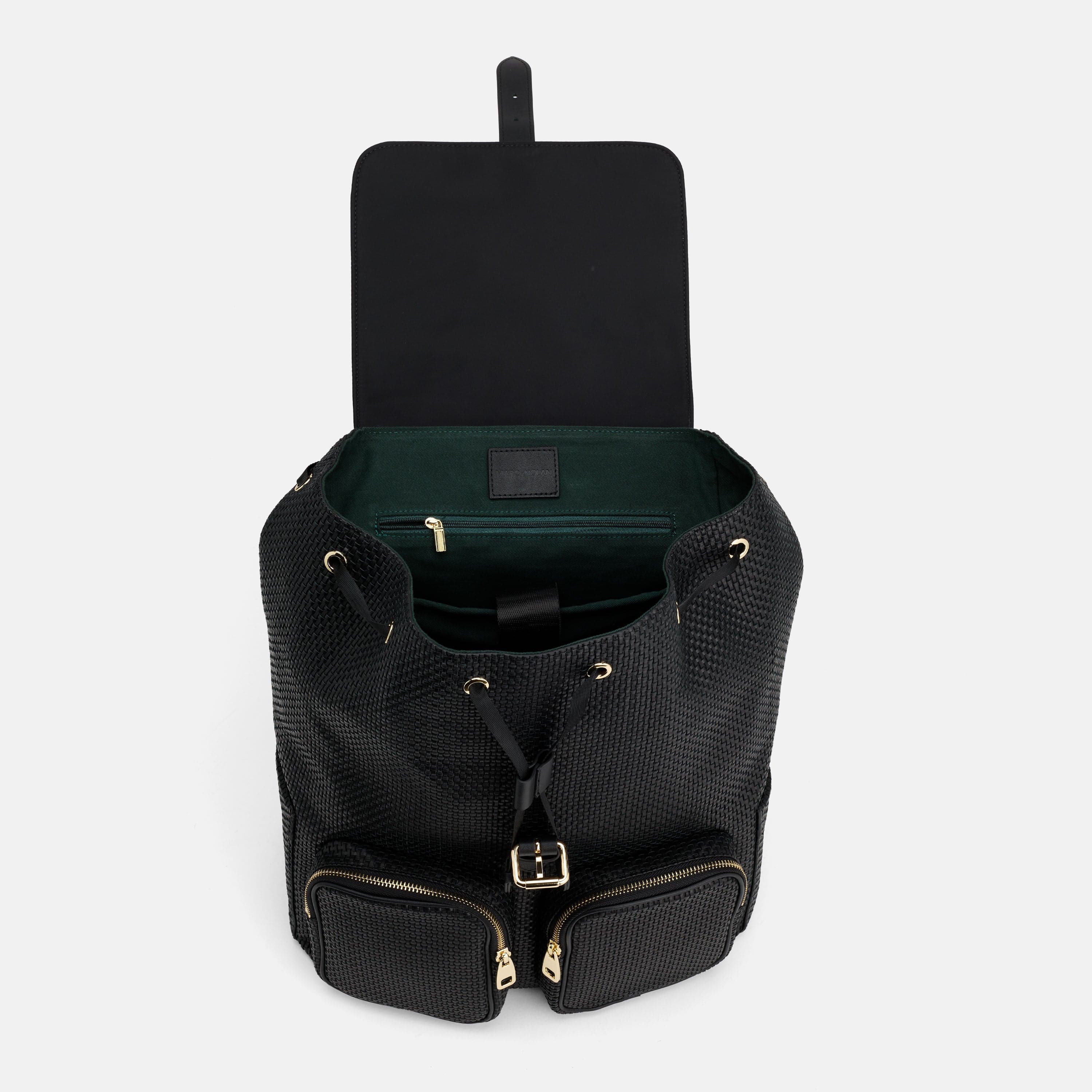 SOHO Woven Black Leather Backpack - Image 4