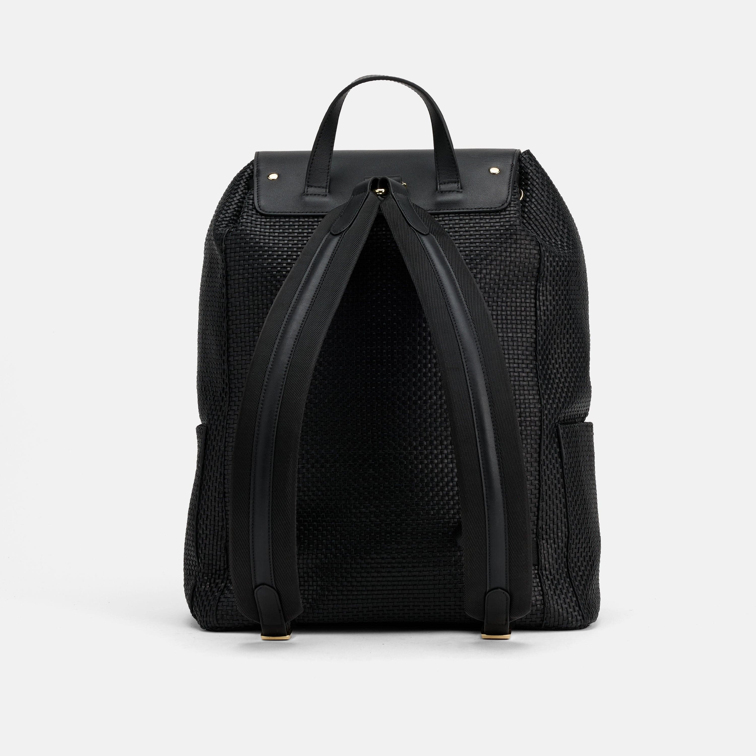 SOHO Woven Black Leather Backpack - Image 6